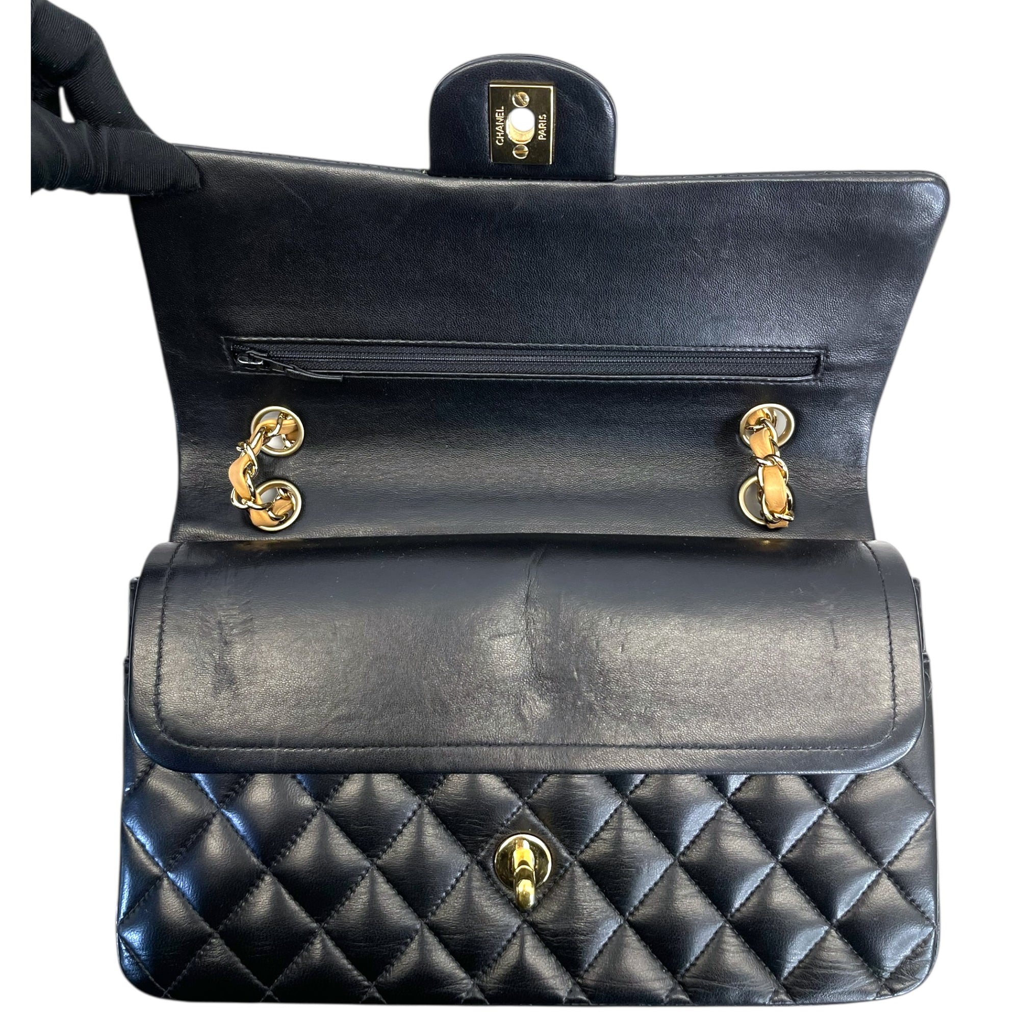 Chanel Medium Classic Double Flap Bag Black Lambskin