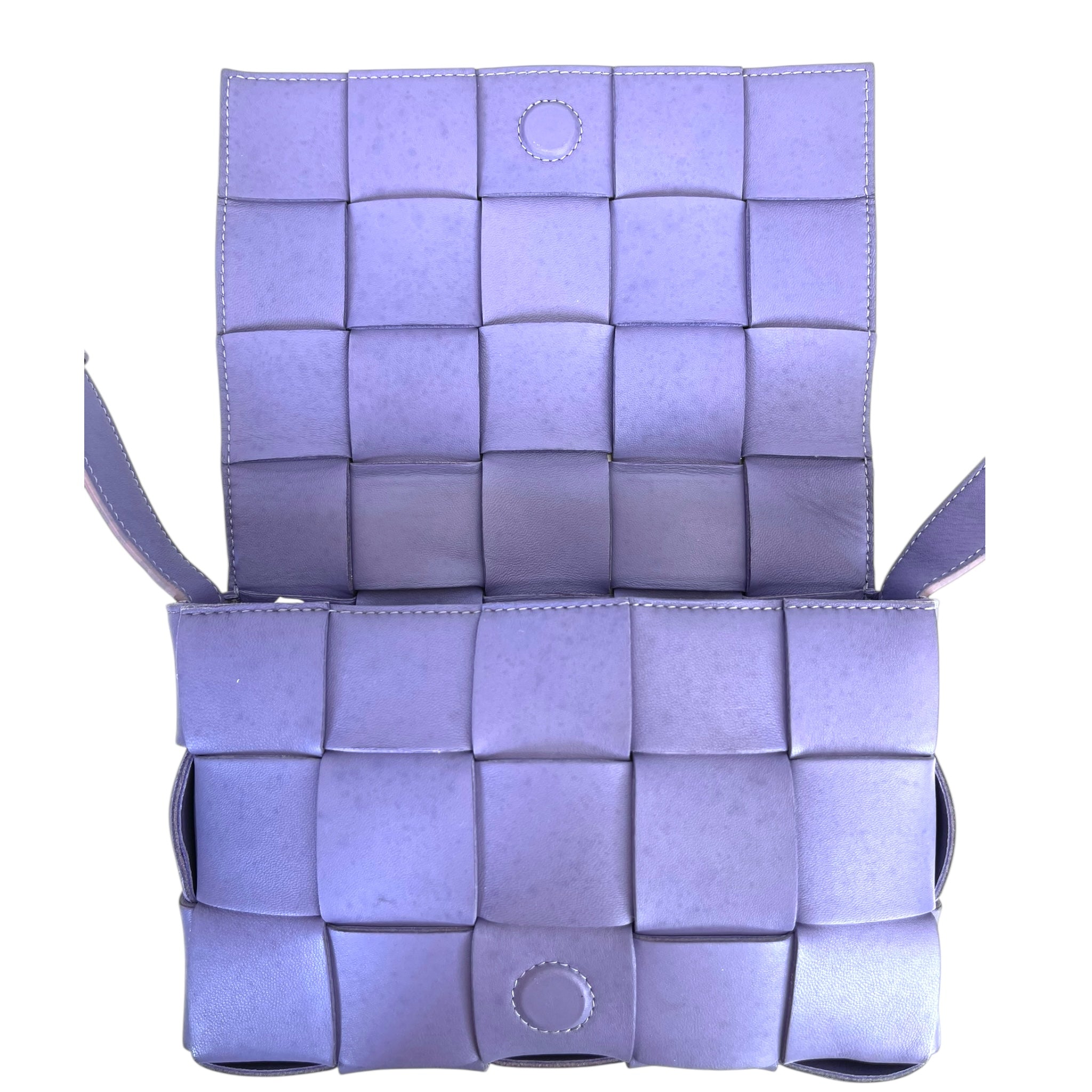 Bottega Veneta Small Cassette Shoulder Bag Purple Leather