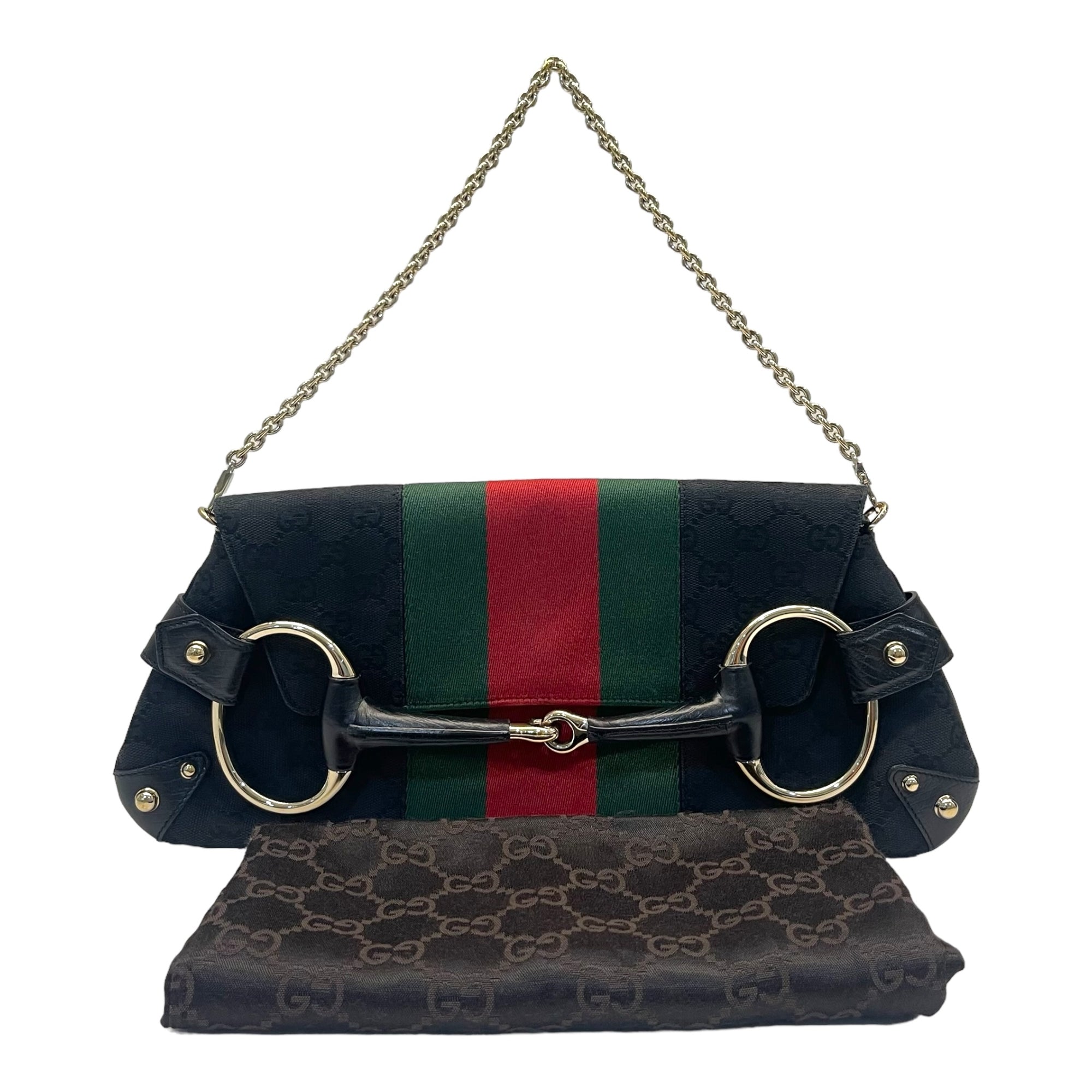 Gucci GG Supreme Canvas Horsebit Chain Handle Bag