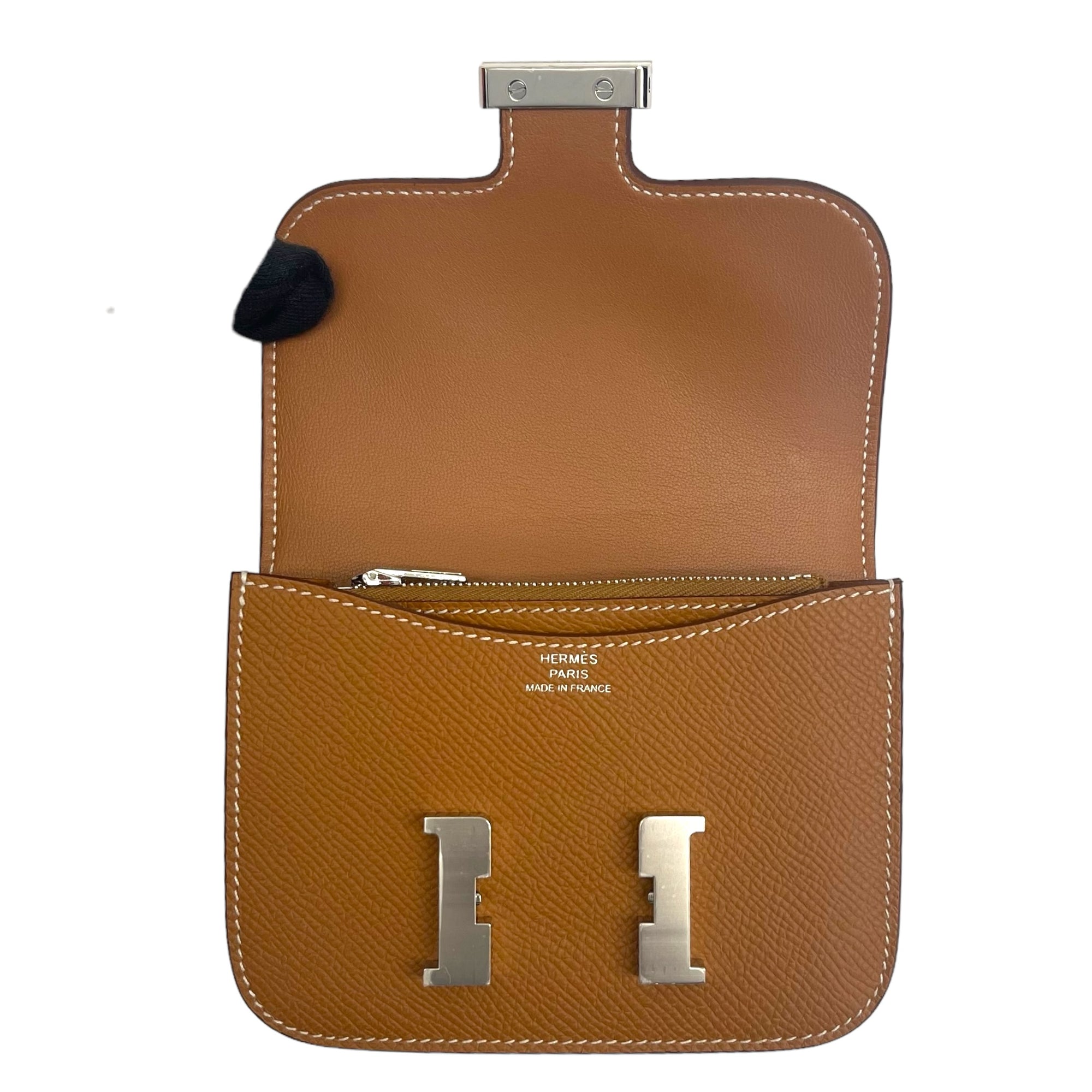 Hermes Constance Slim Wallet in Gold Epsom Leather with SWH