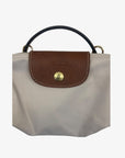Longchamp Off White Nylon Le Pliage Handle Pouch