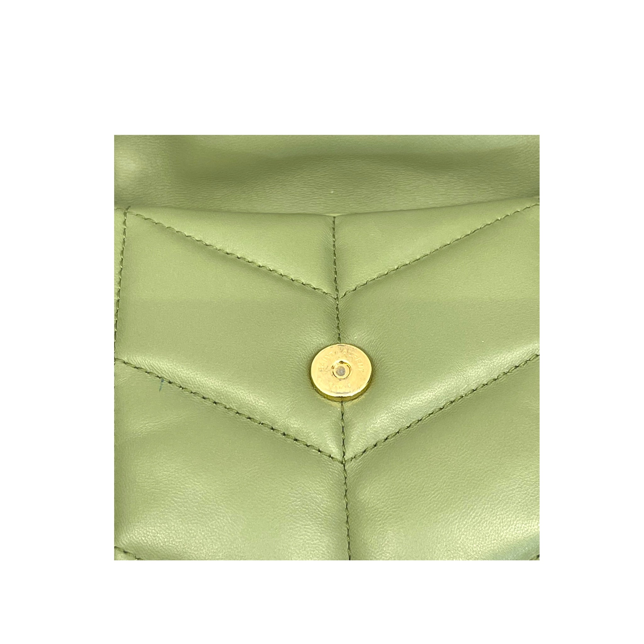 Saint Laurent Olive Puffer Leather Medium Loulou Shoulder Bag