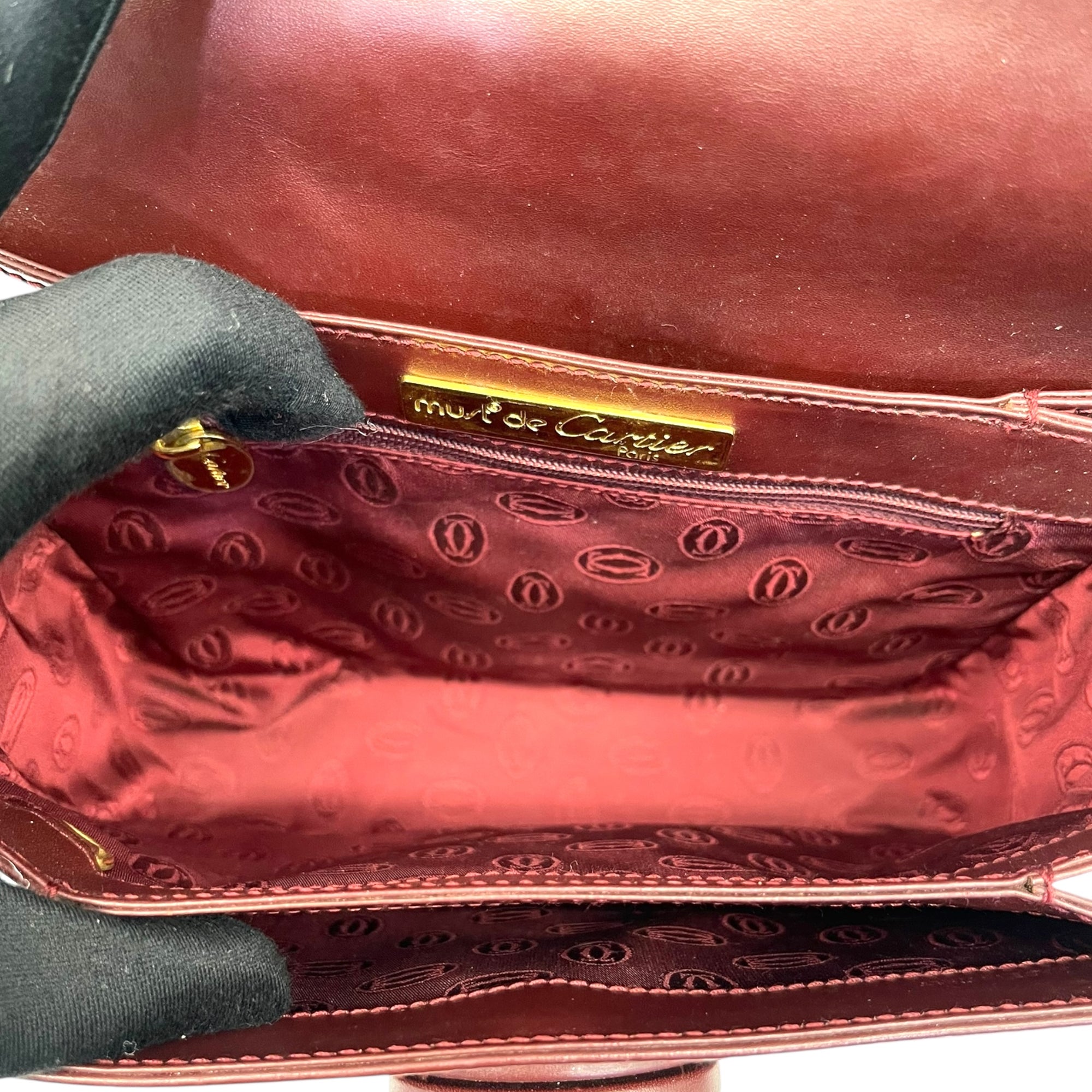 Cartier Burgundy Leather Must De Cartier Shoulder Bag