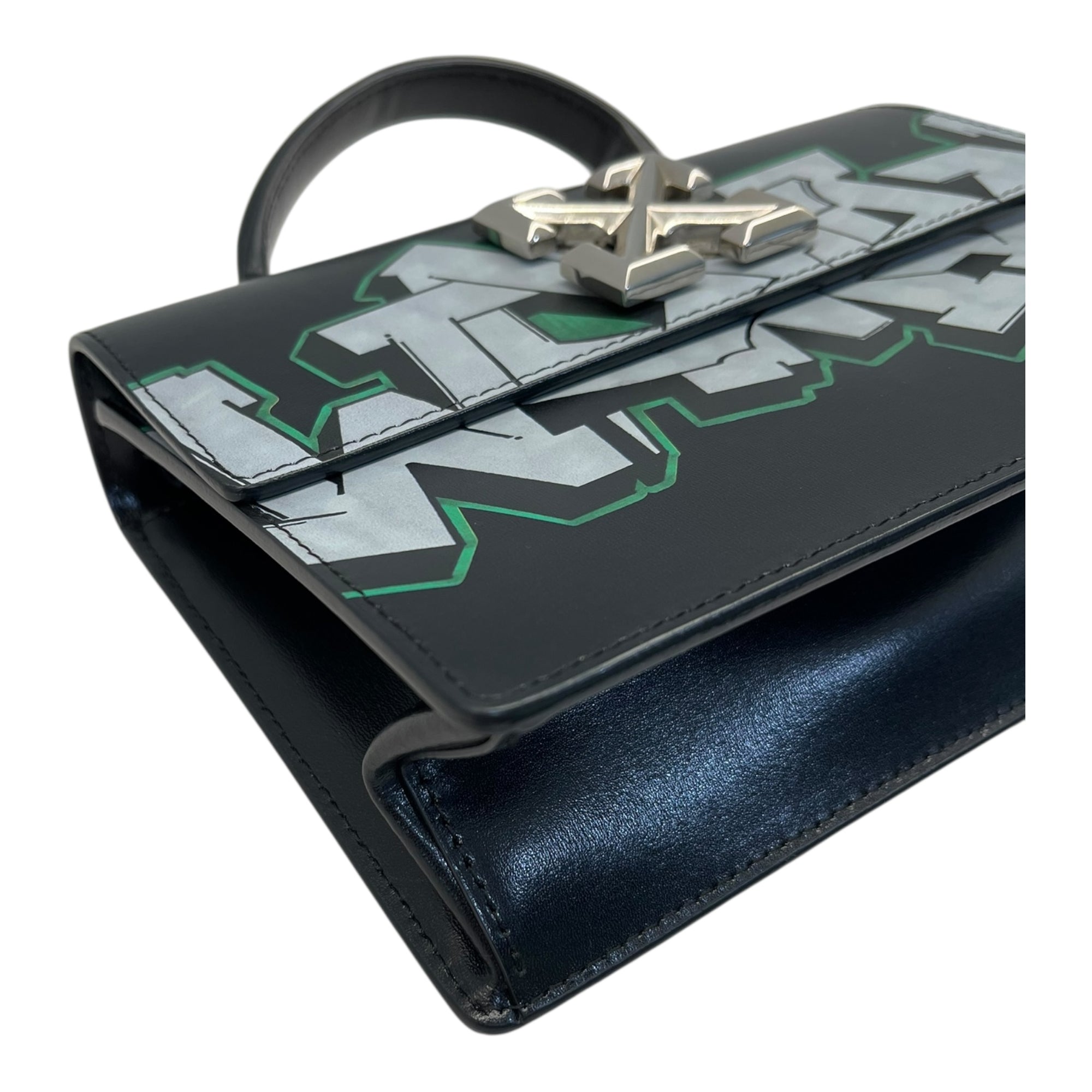 Off-White Black Leather Graffiti 2.8 Jitney Top