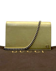 Gucci Gold Metallic Leather Betty Wallet On Chain