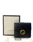 Gucci Black Guccissima Leather Interlocking G French Wallet