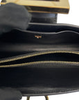 Salvatore Ferragamo Trifolio Black Leather Shoulder Bag Gold-tone Gancini Clasp