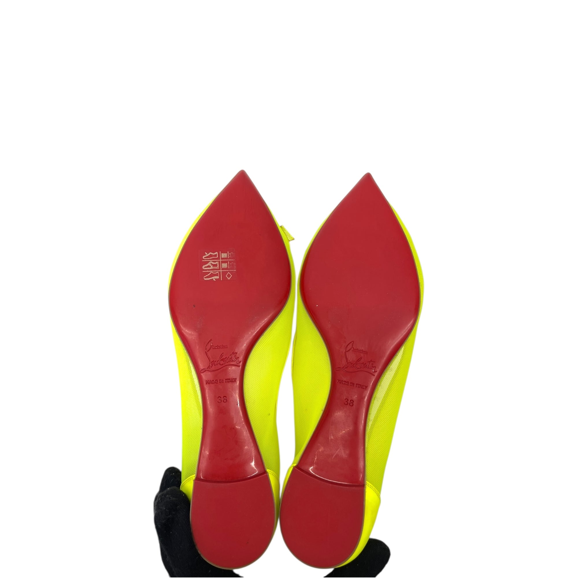 Christian Louboutin Neon Green Mesh Flats EU 38