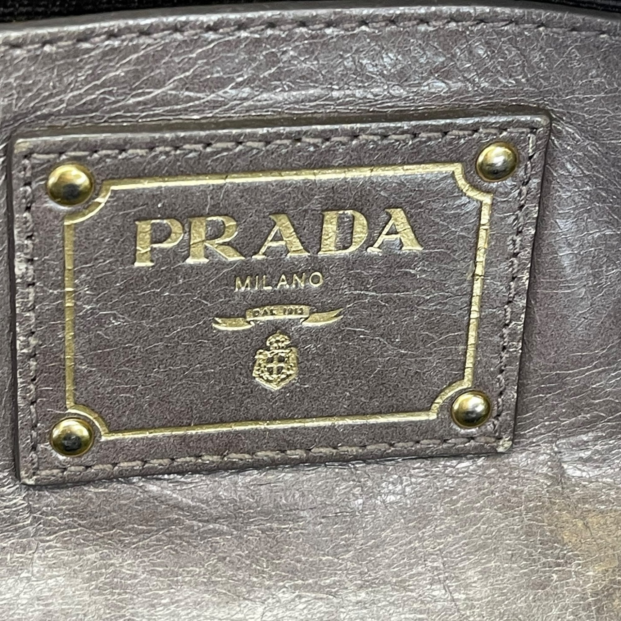Prada Grey Vitello Shine Bauletto Bag