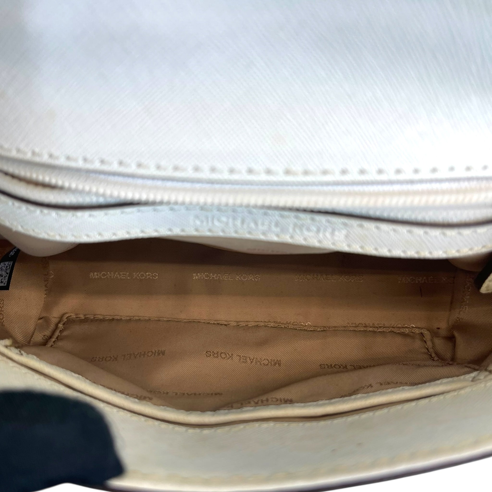 Michael Kors Ava Small White Leather Top Handle Bag