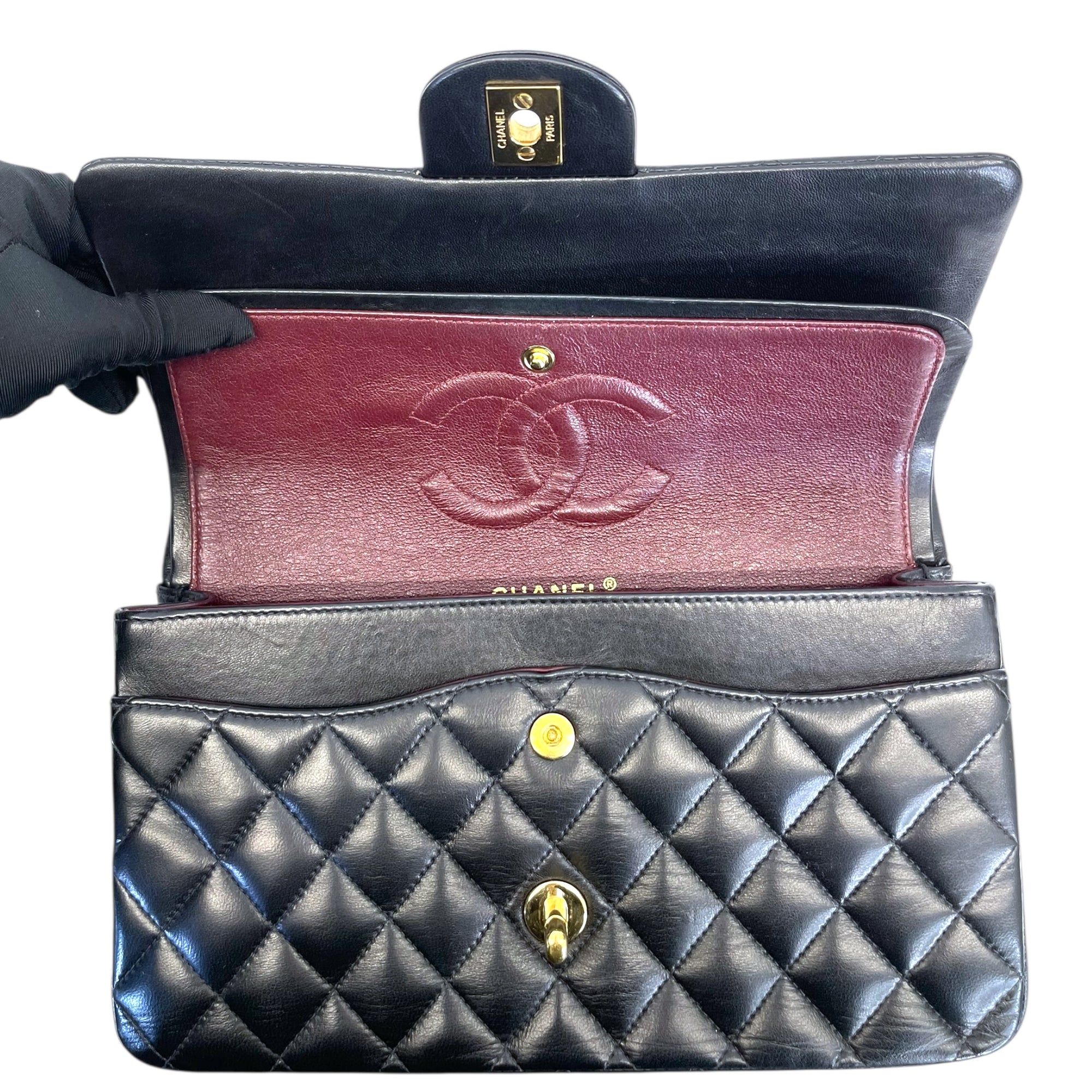 Chanel Medium Classic Double Flap Bag Black Lambskin