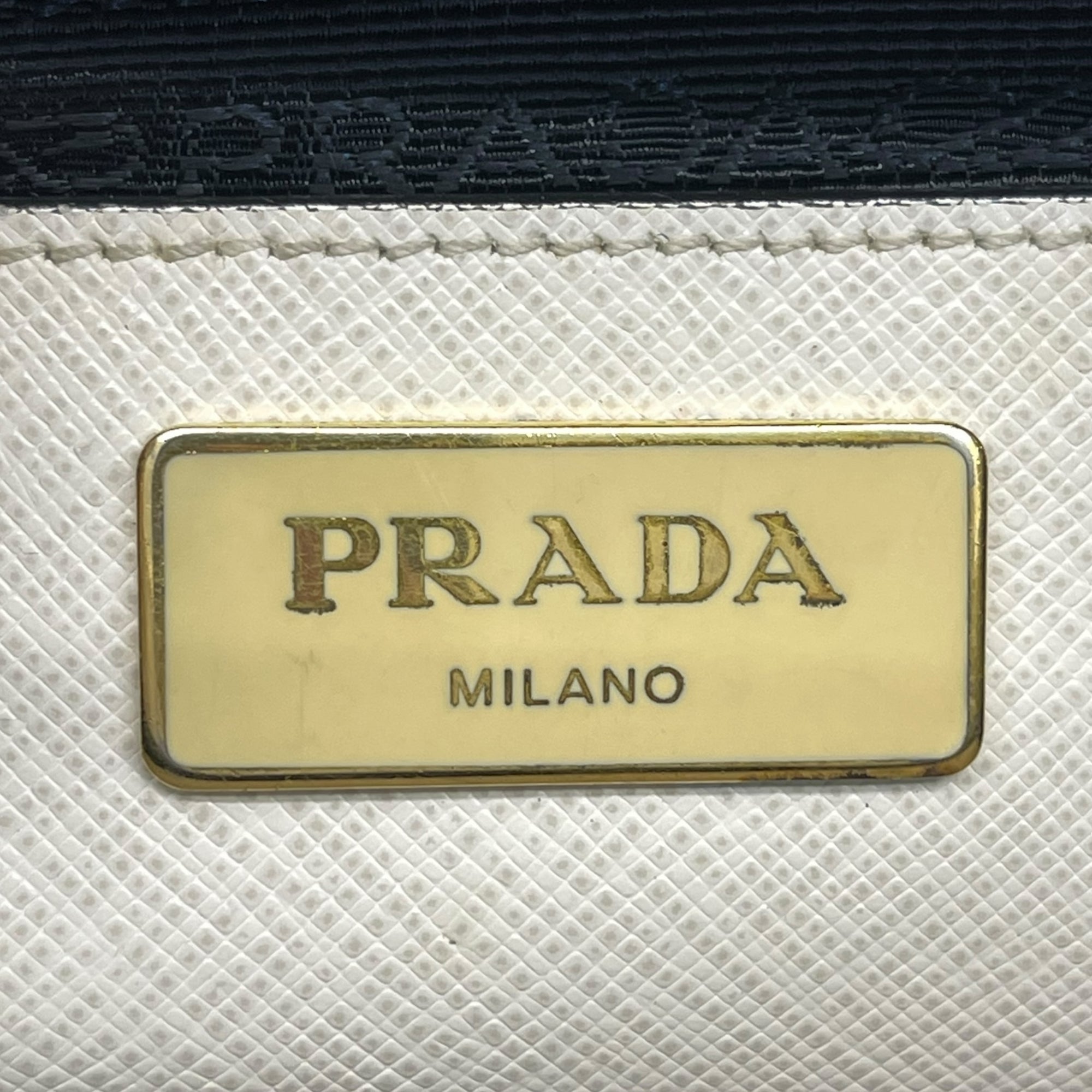 Prada Double Zip Tote Black/White Saffiano Leather