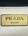 Prada Double Zip Tote Black/White Saffiano Leather