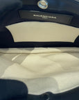 Balenciaga Navy Pochette Bag Beige Canvas/Black Leather Trim