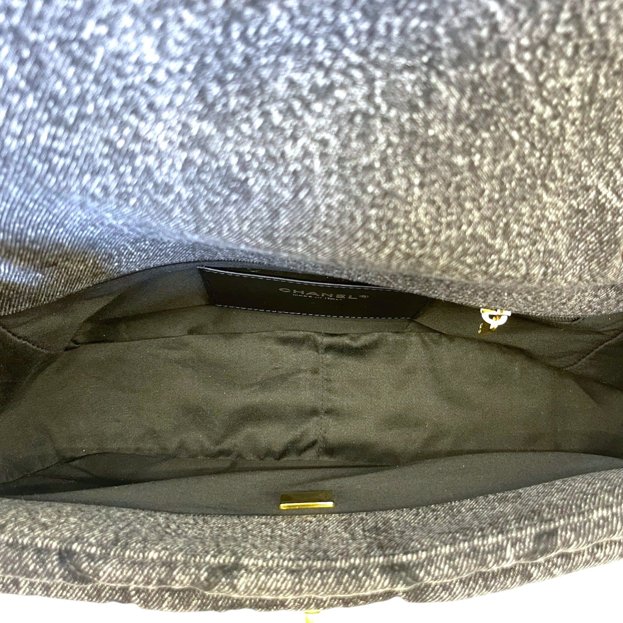 Chanel 25K Large Flap Bag Black Washed Denim