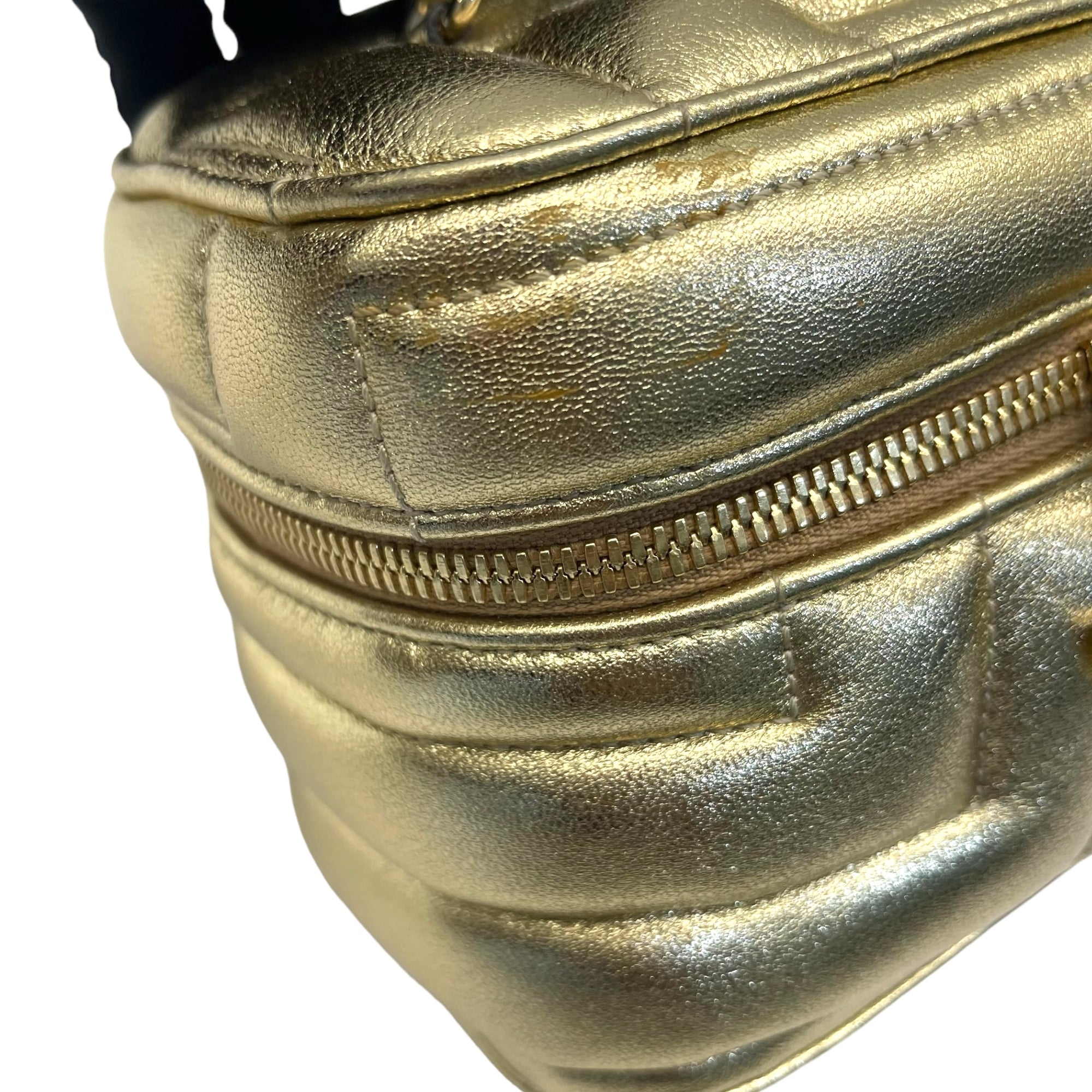 Jimmy Choo Gold Quilted Nappa Leather Vanity Case