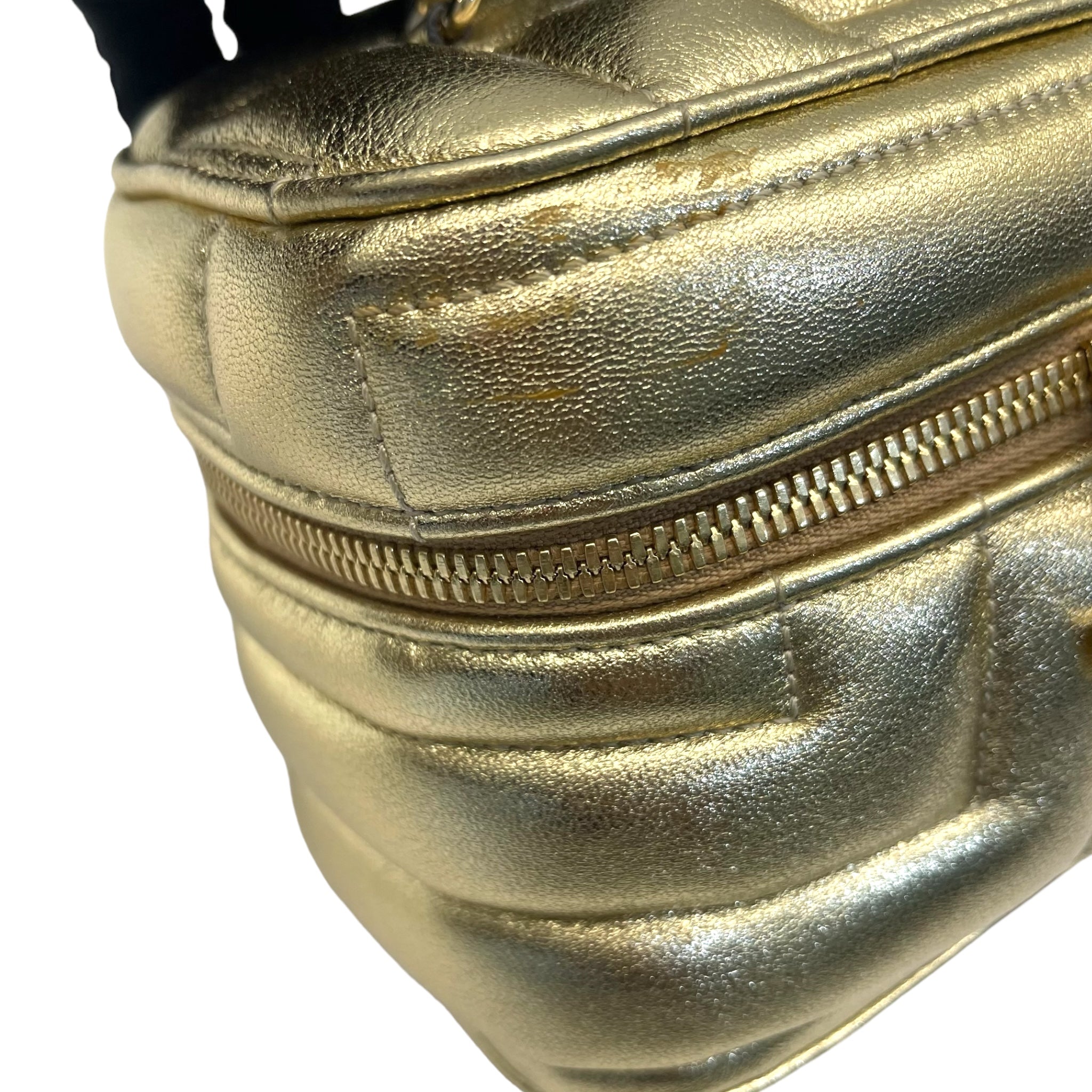 Jimmy Choo Gold Quilted Nappa Leather Vanity Case