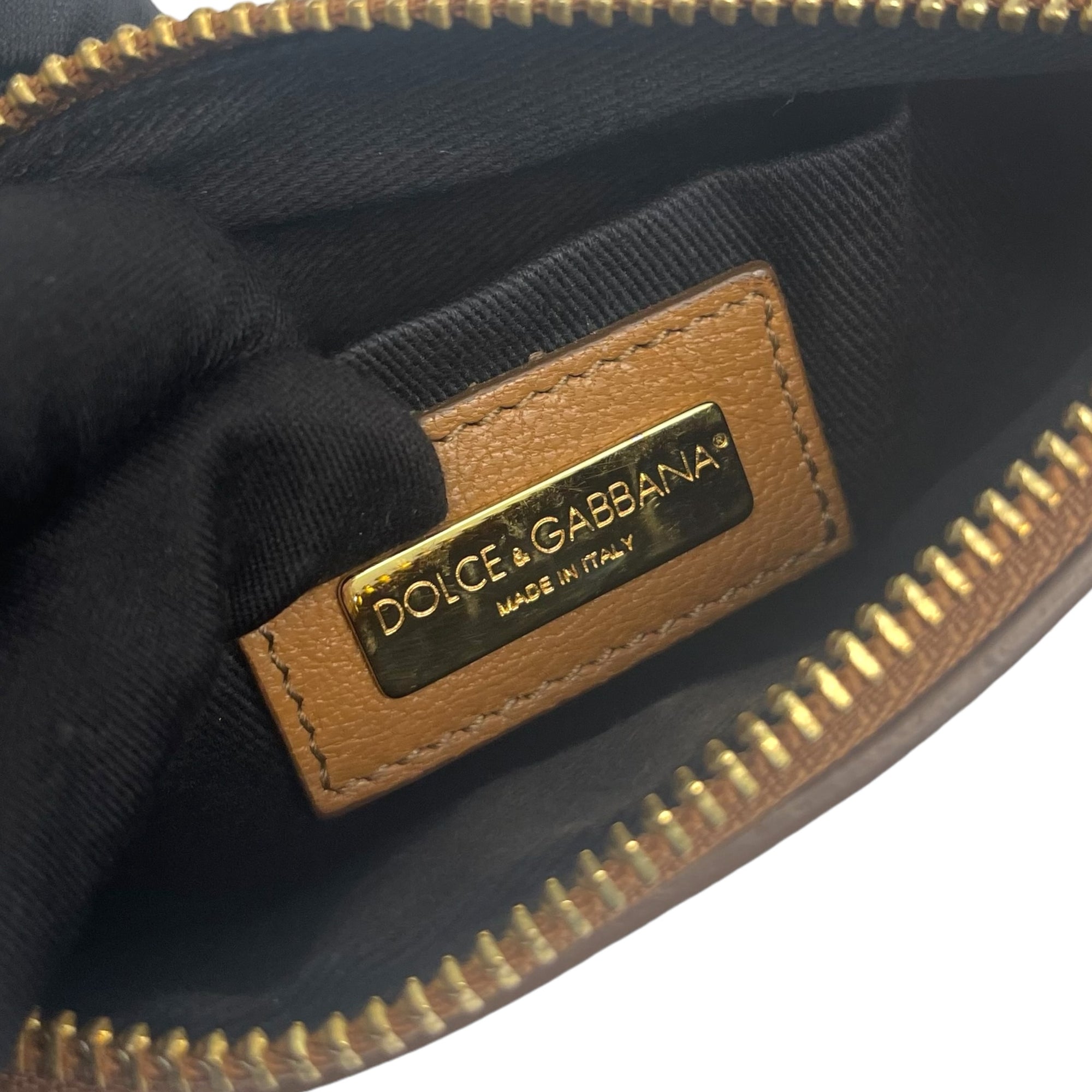 Dolce and Gabbana  Leopard Print Denim Chain Shoulder Bag
