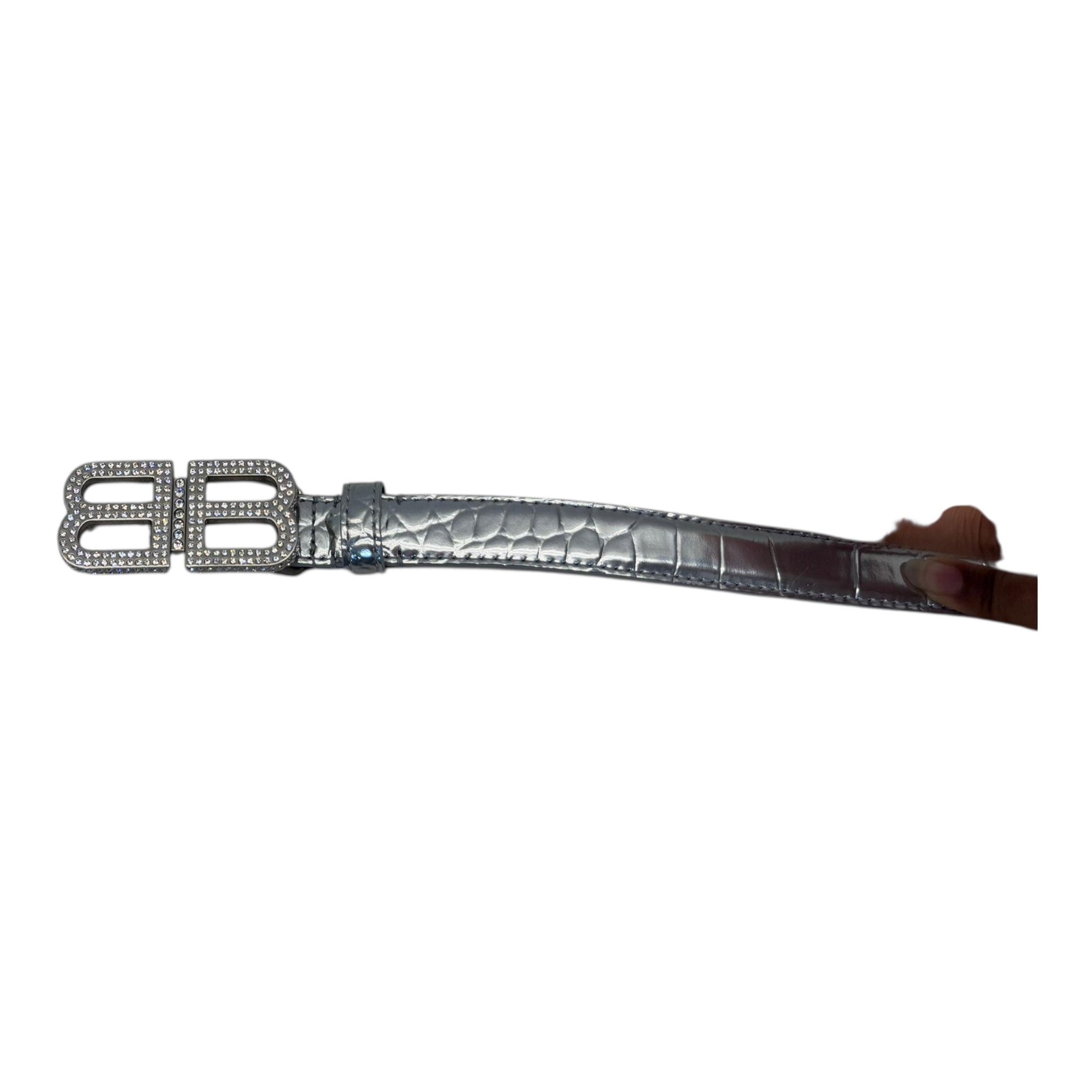 Balenciaga Women's BB Hourglass Silver Embellished Belt