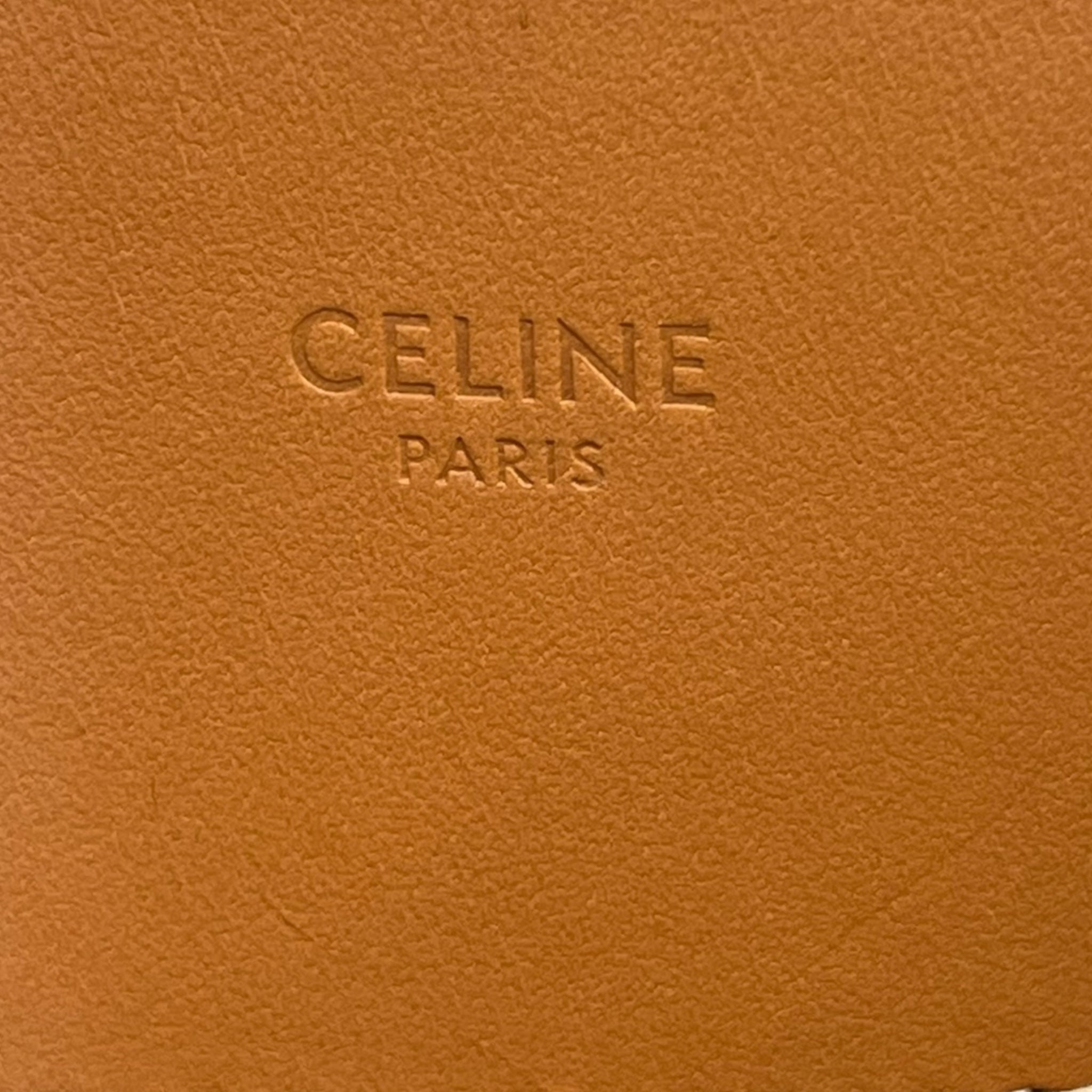 Celine Camel/Off-White Leather and Canvas Vertical Cabas Tote Bag