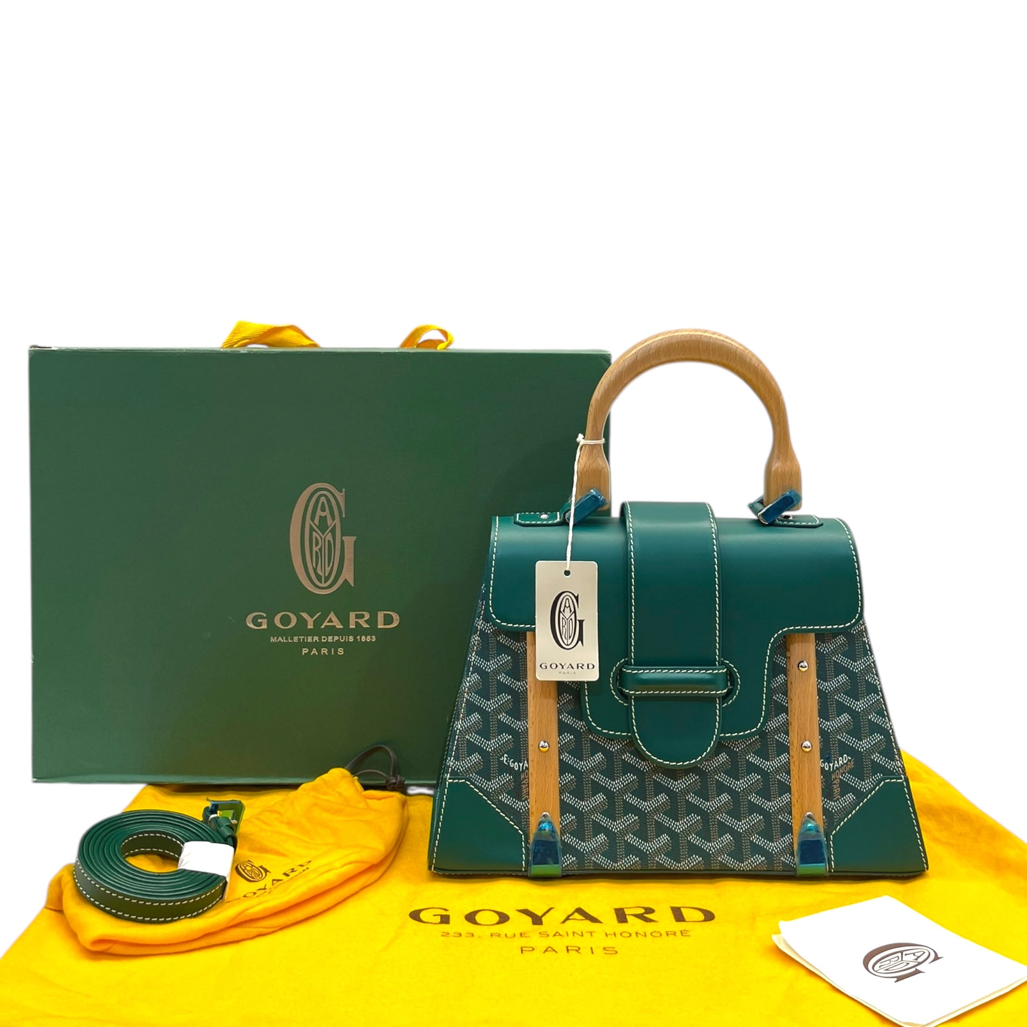 Goyard Green Coated Canvas and Leather PM Saigon Top Handle Bag