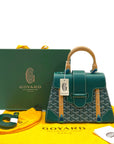 Goyard Green Coated Canvas and Leather PM Saigon Top Handle Bag