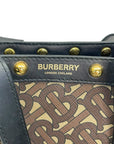 Burberry Brown/Black Monogram Coated Canvas And Leather Studded Book Tote Bag