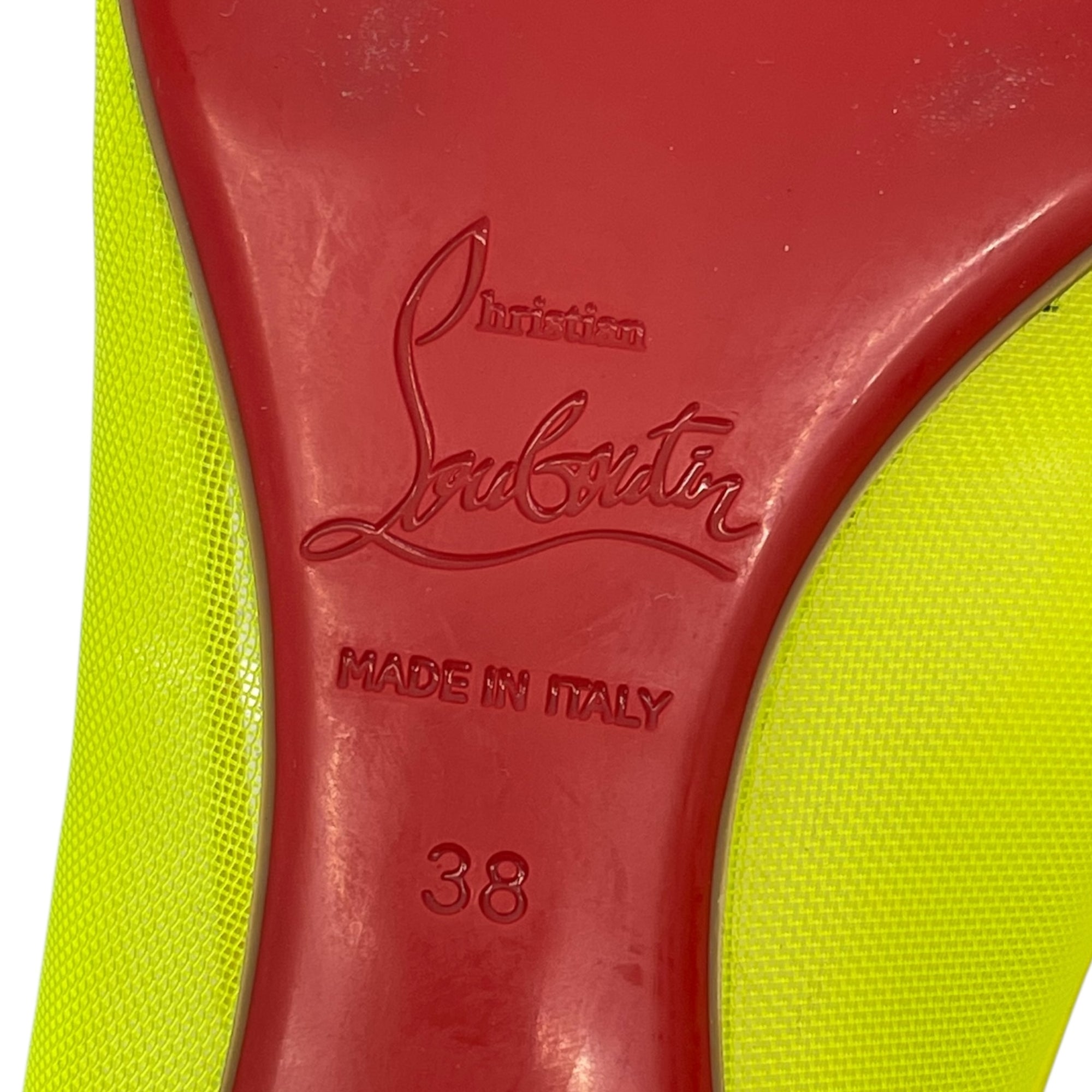 Christian Louboutin Neon Green Mesh Flats EU 38