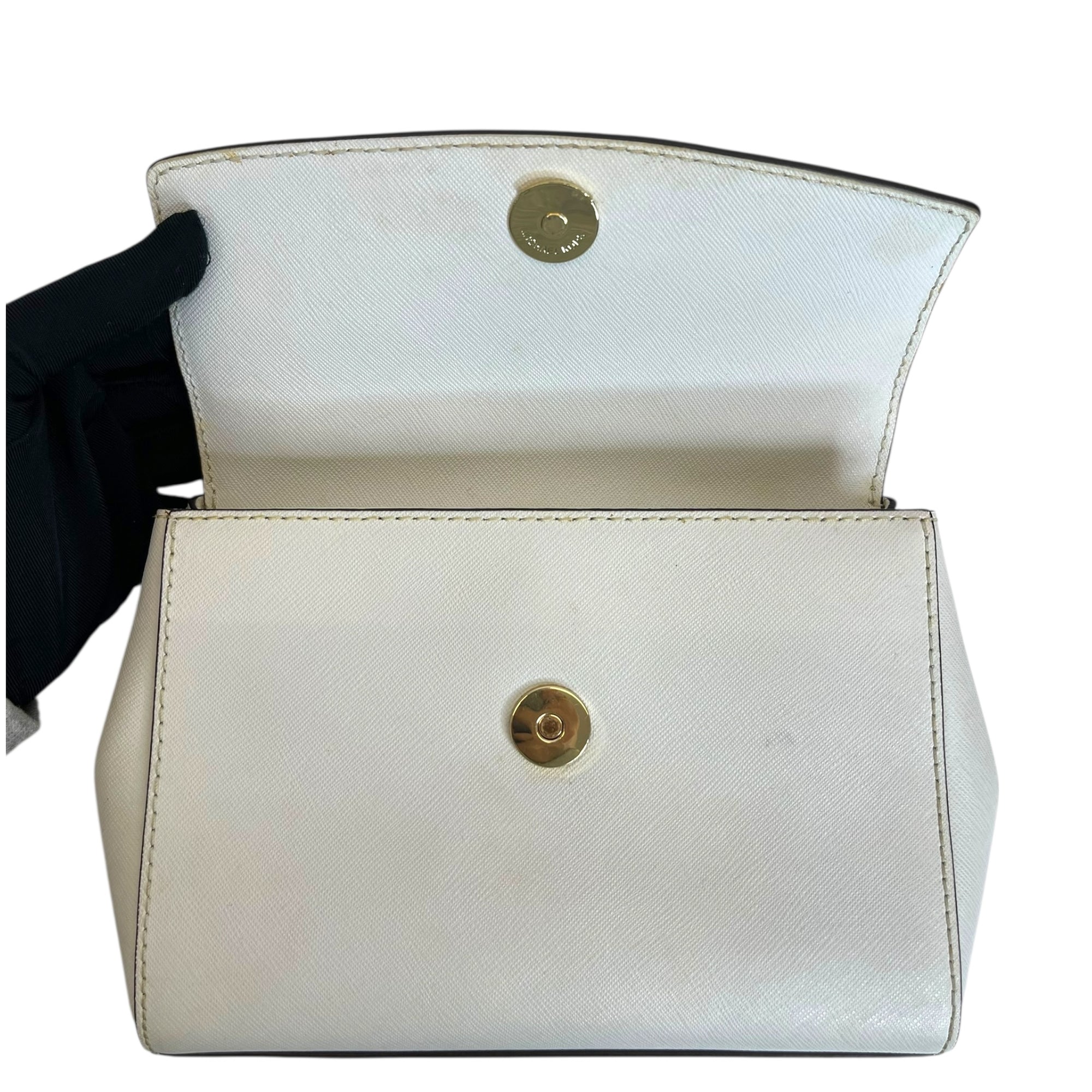 Michael Kors Ava Small White Leather Top Handle Bag