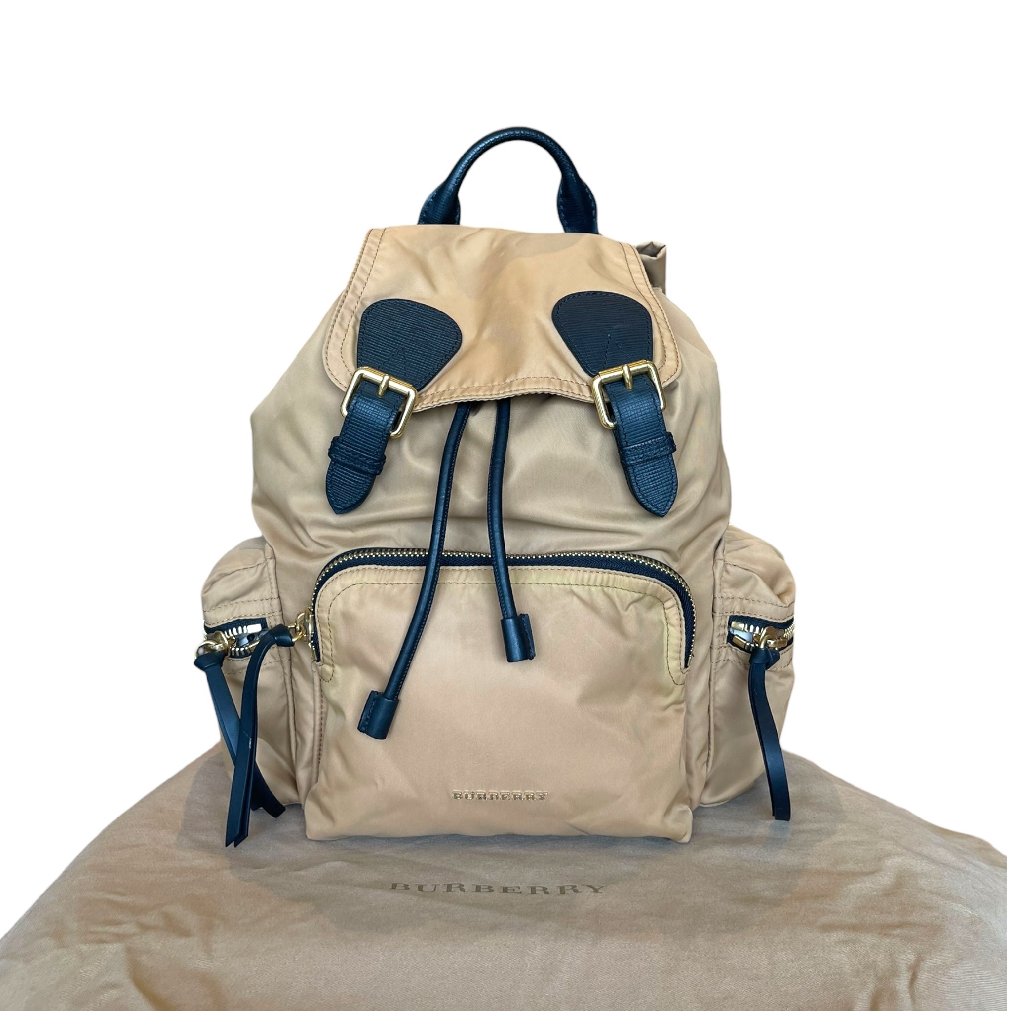 Burberry Rucksack Backpack Beige Nylon/Leather