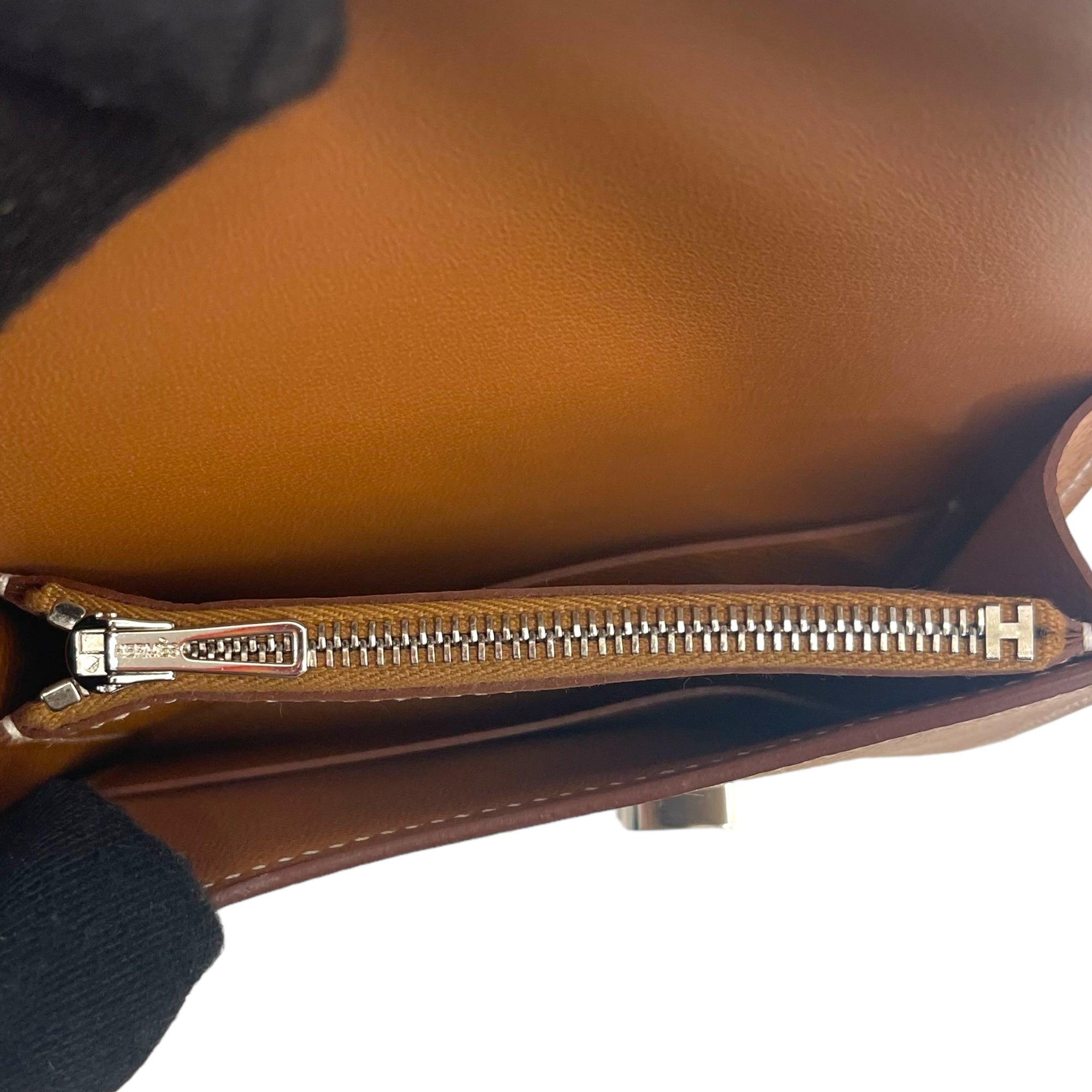 Hermes Constance Slim Wallet in Gold Epsom Leather with SWH