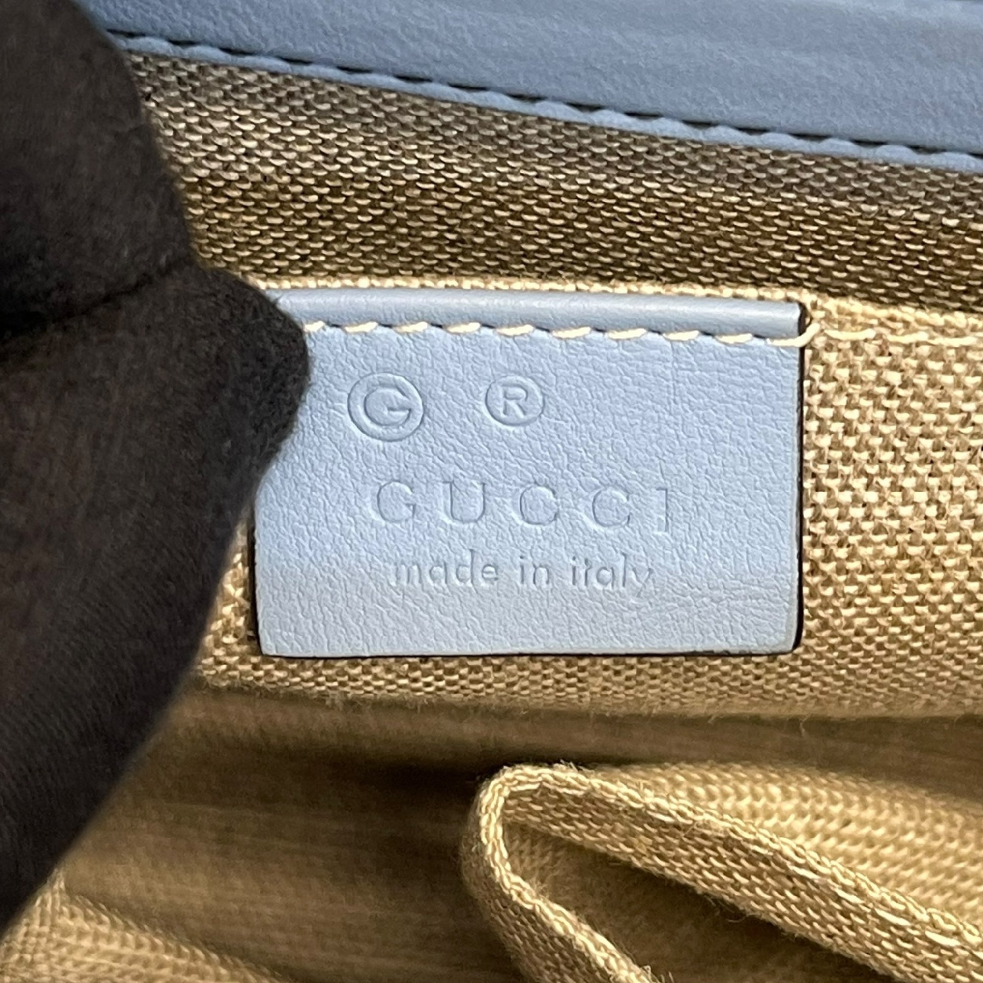 Gucci Double G Embossed Emily Full Leather Chain Bag