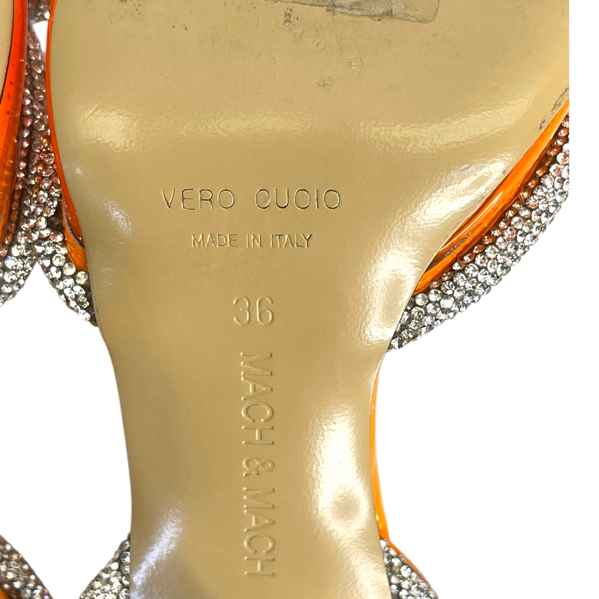 Mach & Mach Double Bow Silk-Satin Orange Pumps EU 36