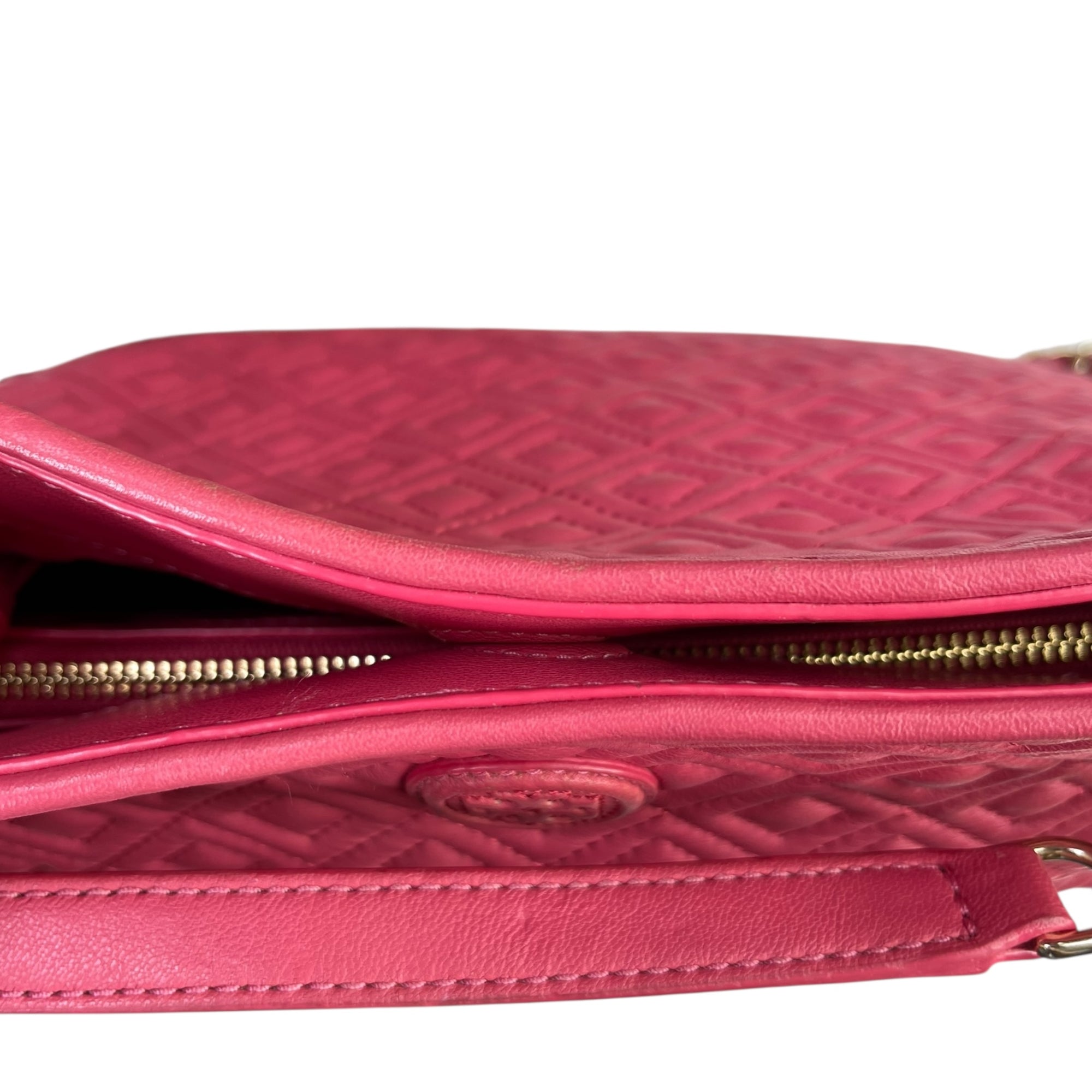 Tory Burch Marion Chain Tote Coral Pink Quilted Leather