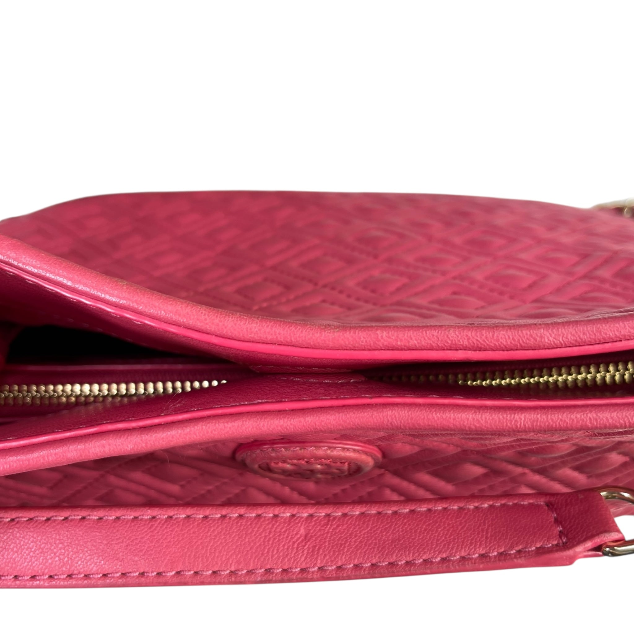 Tory Burch Marion Chain Tote Coral Pink Quilted Leather