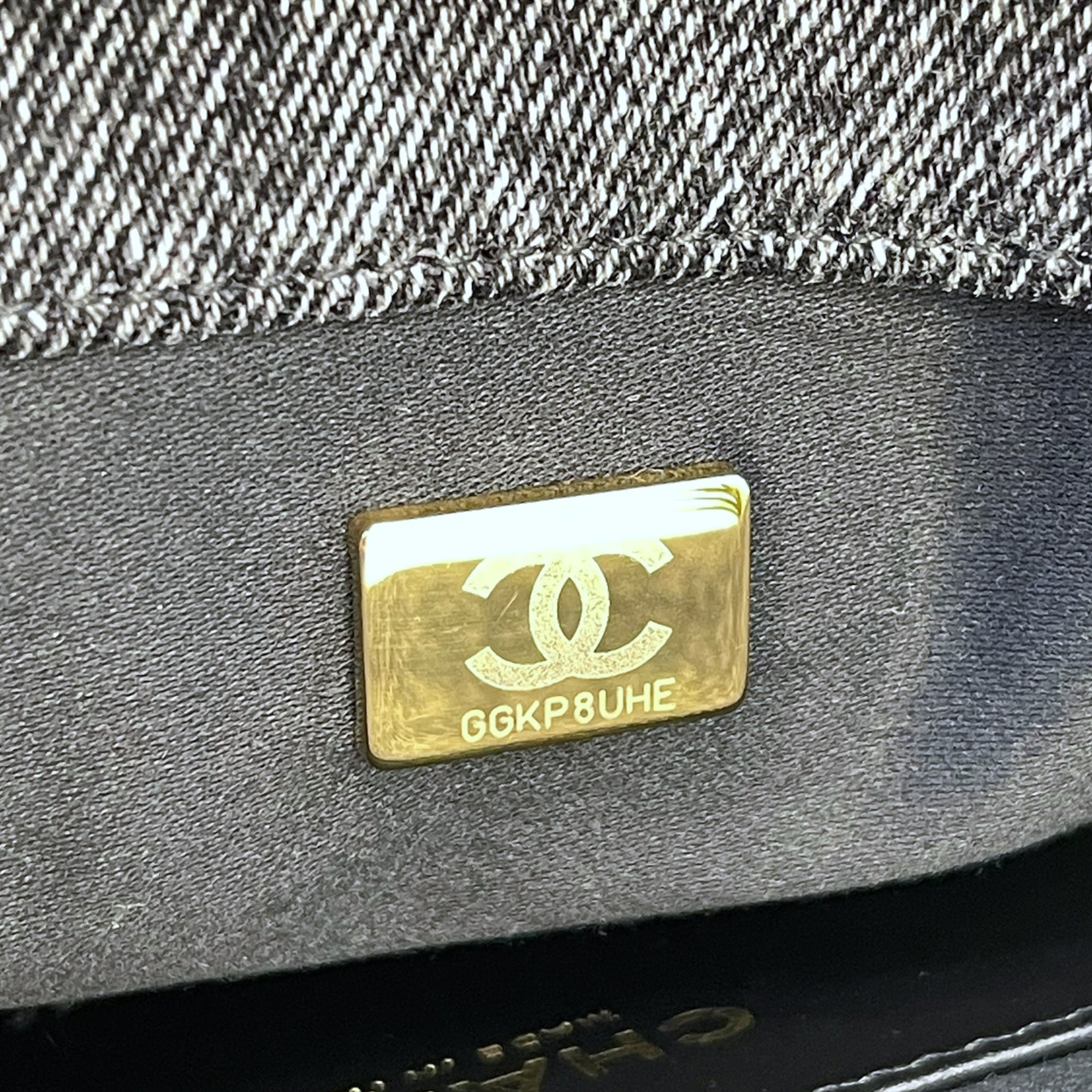 Chanel 25K Large Flap Bag Black Washed Denim