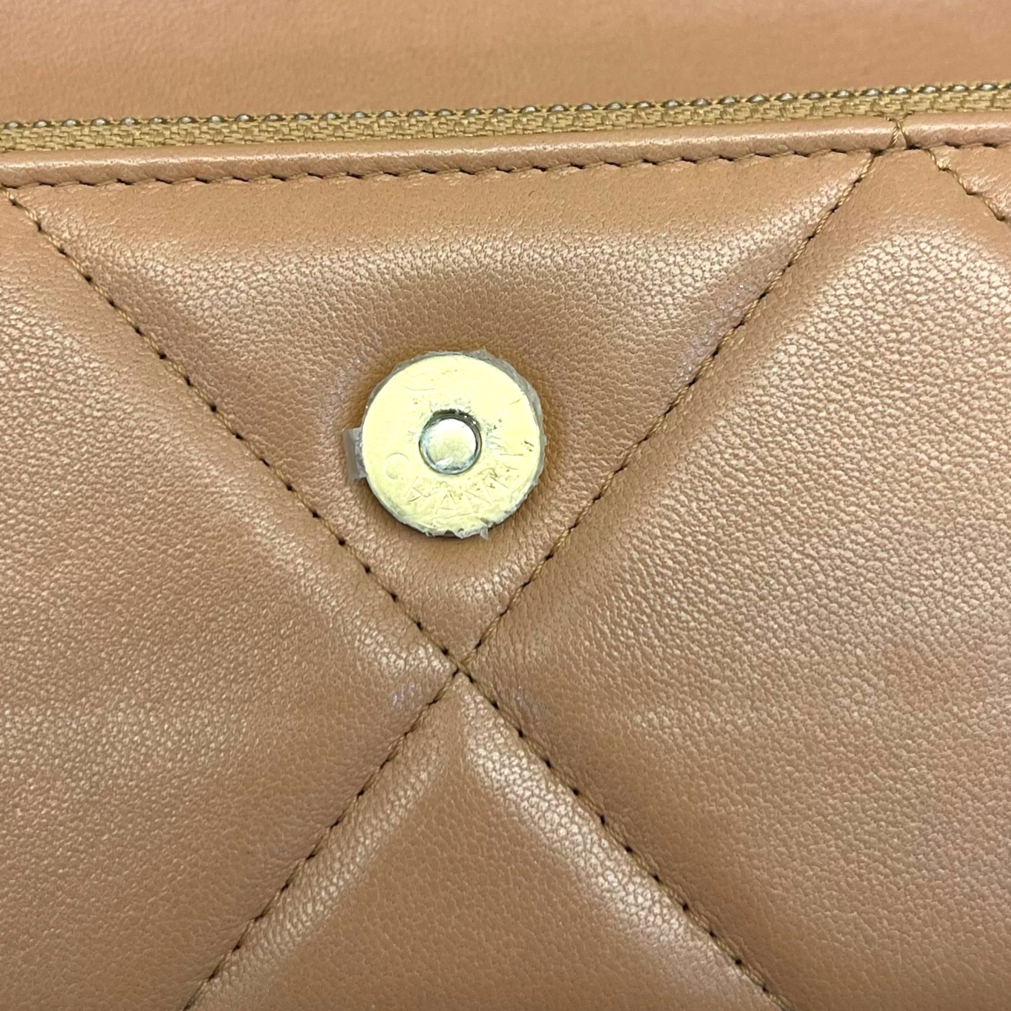 Chanel Beige Pink Quilted Leather Chanel 19 Wallet on Chain