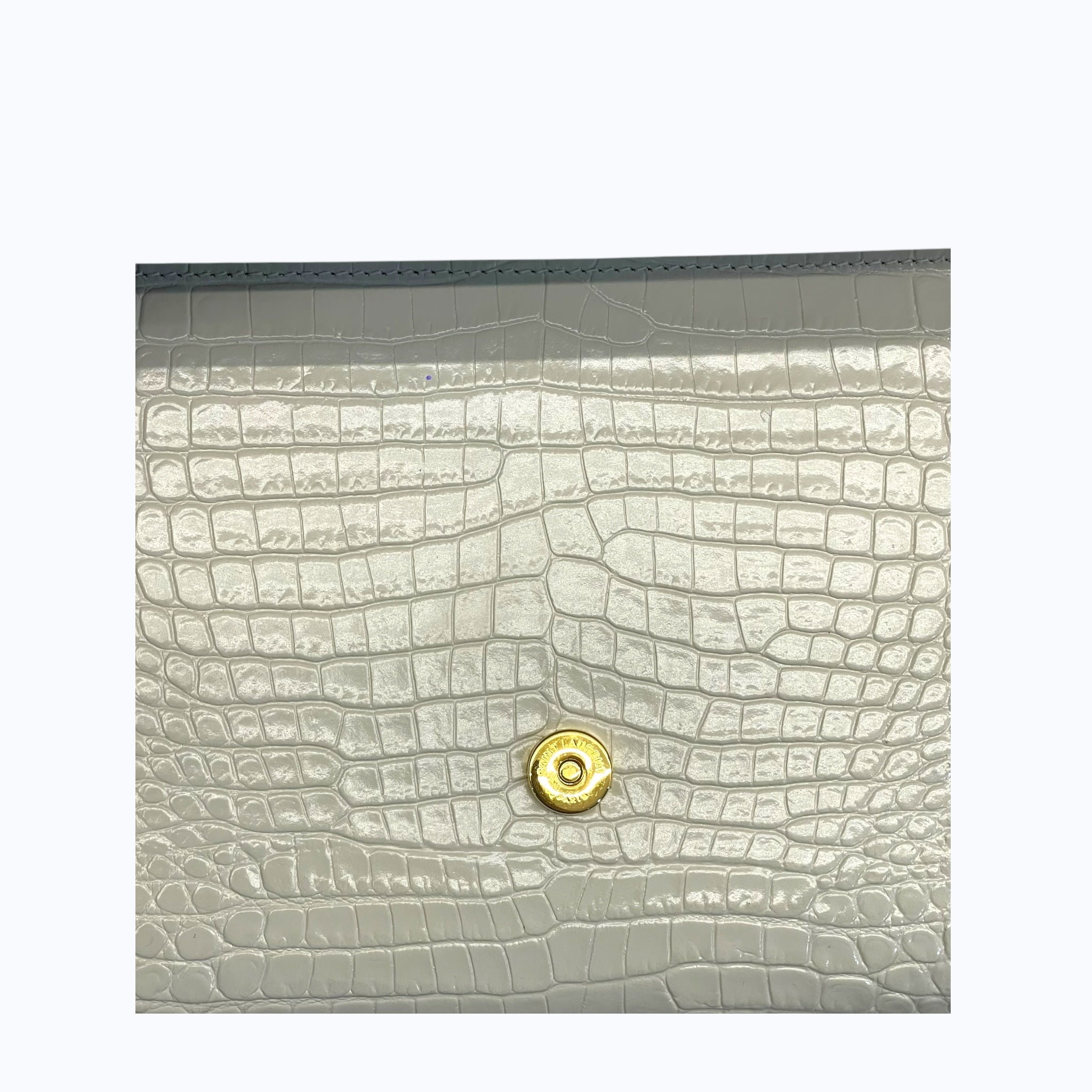 Saint Laurent White Croc Embossed Leather Small Kate Tassel Crossbody Bag