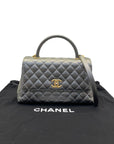 Chanel Grey Caviar Leather Coco Top Handle Bag