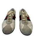 Gucci Off White Guccissima Leather and Suede Web Low Top Sneakers EU 43