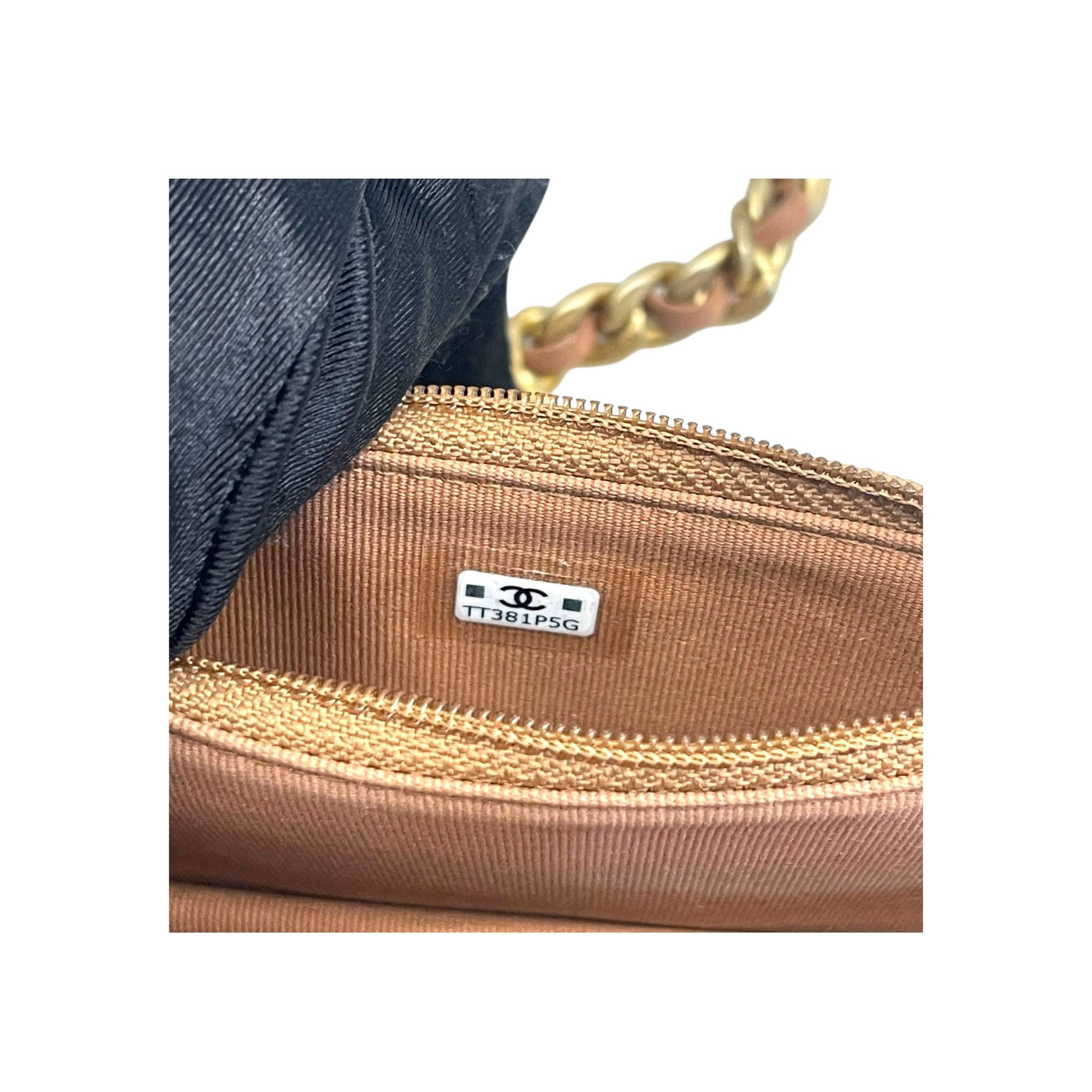 Chanel Beige Pink Quilted Leather Chanel 19 Wallet on Chain