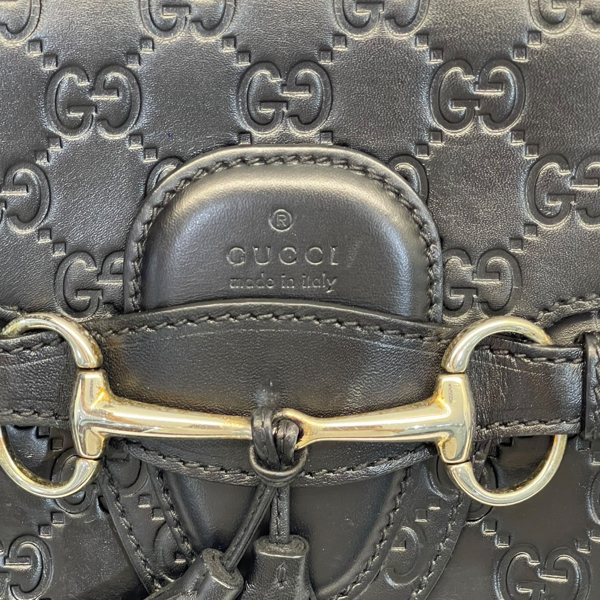 Gucci Black Guccissima Leather Emily Chain Shoulder Bag