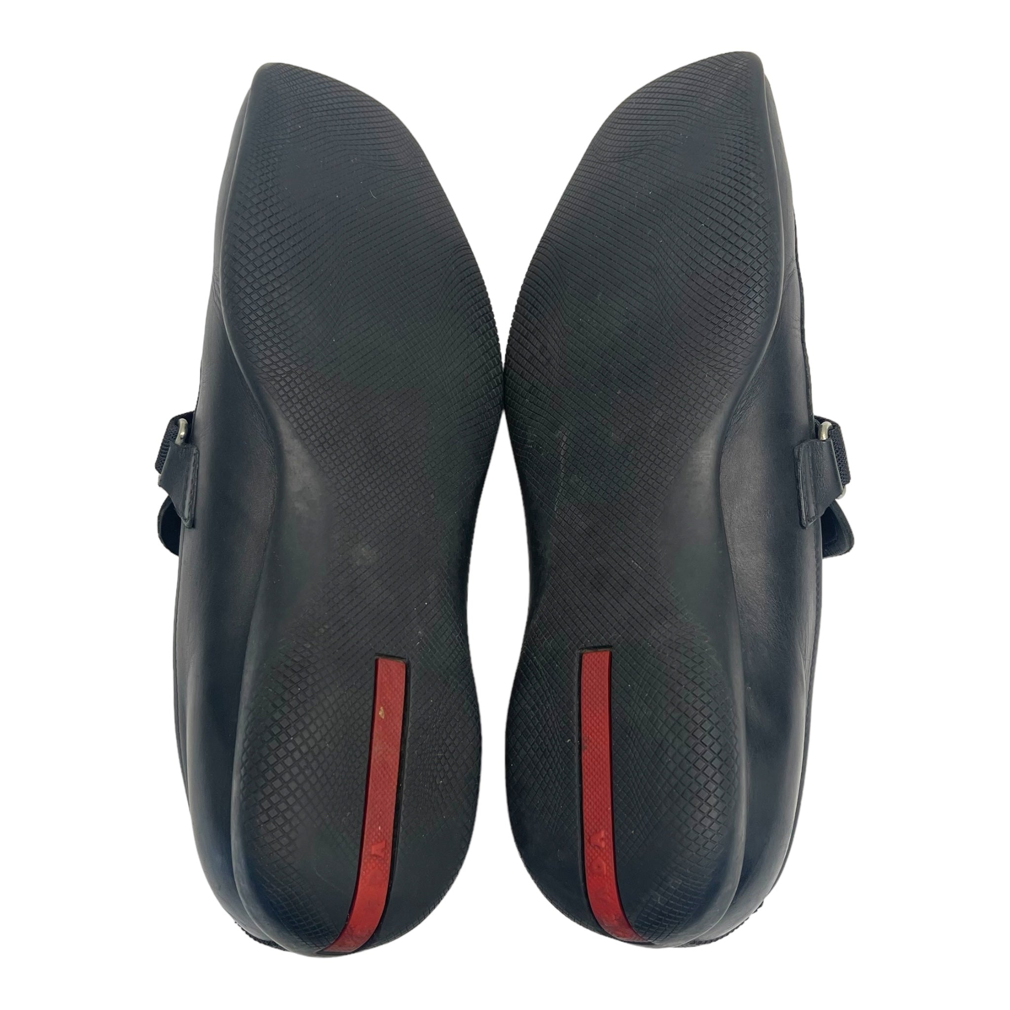 Prada Buckle Driving Loafers in Black Leather Size EU 41.5