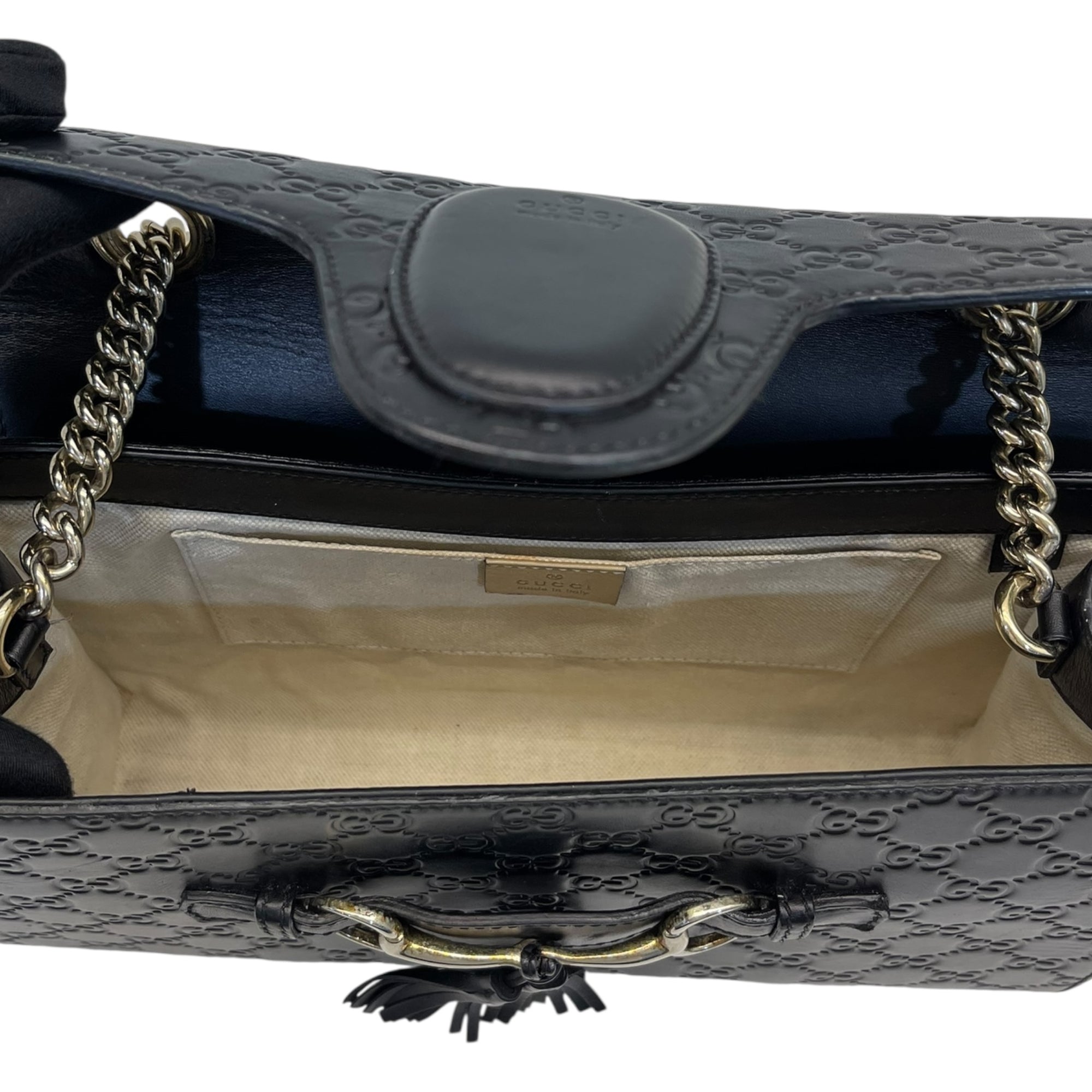Gucci Black Guccissima Leather Emily Chain Shoulder Bag