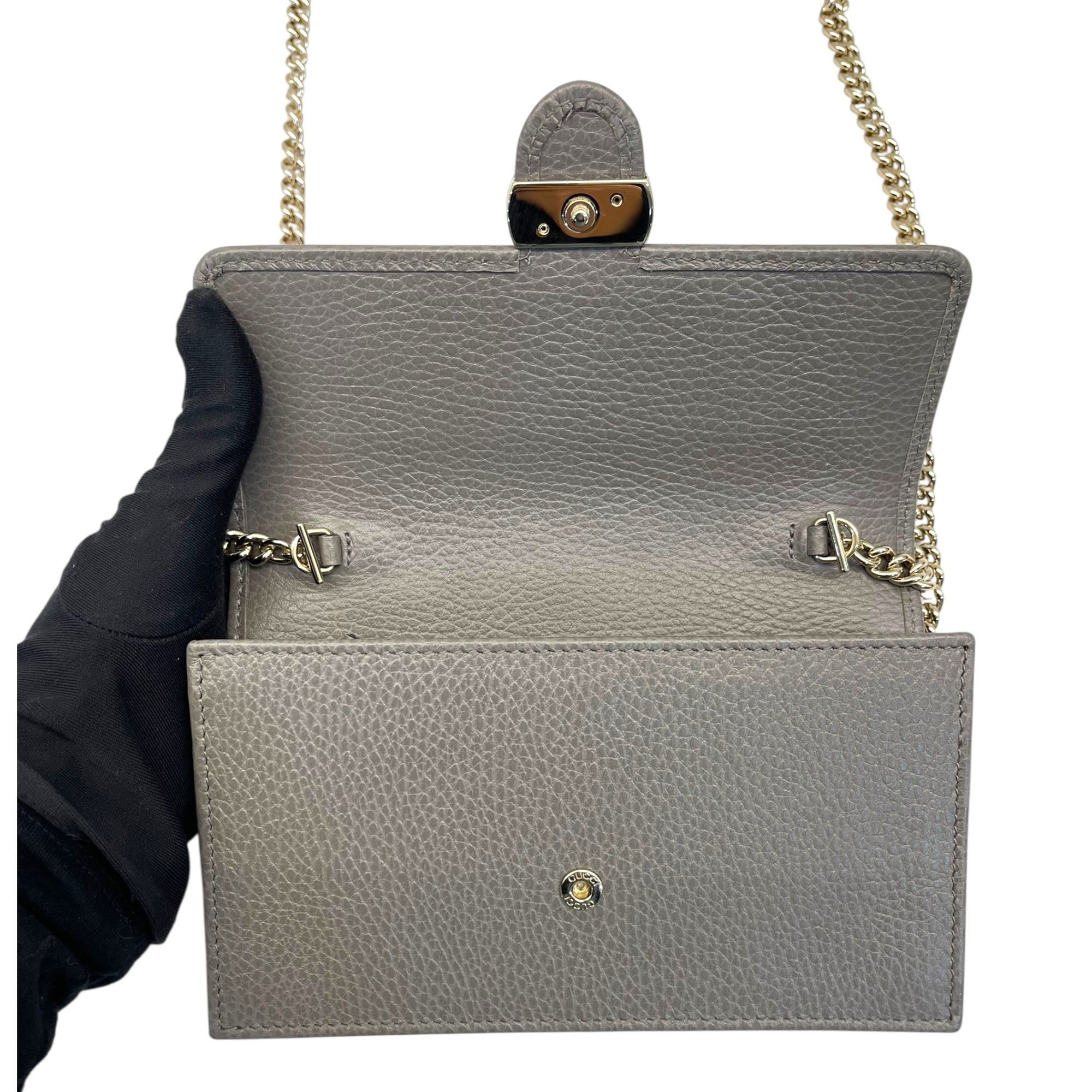 Gucci Interlocking G Leather Chain Crossbody Bag