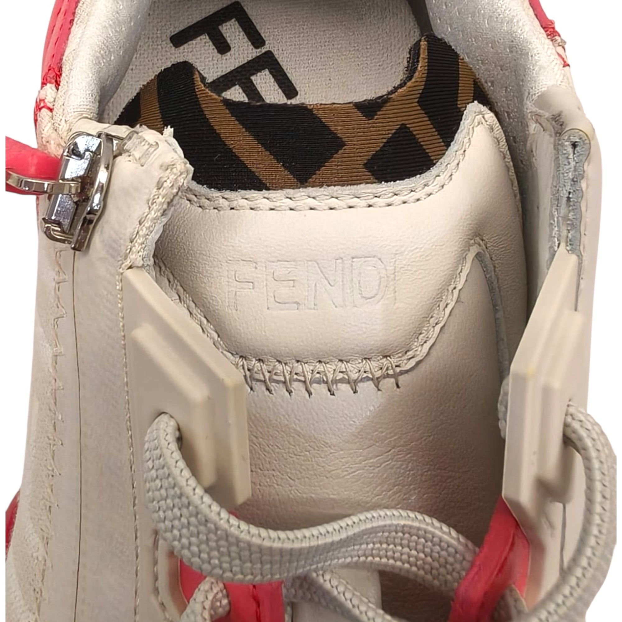 Fendi Pink/White Leather Fendi Flow Sneakers EU 38