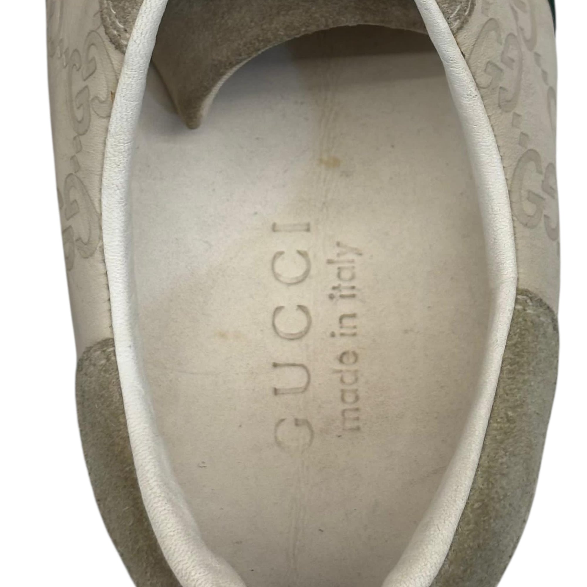 Gucci Off White Guccissima Leather and Suede Web Low Top Sneakers EU 43