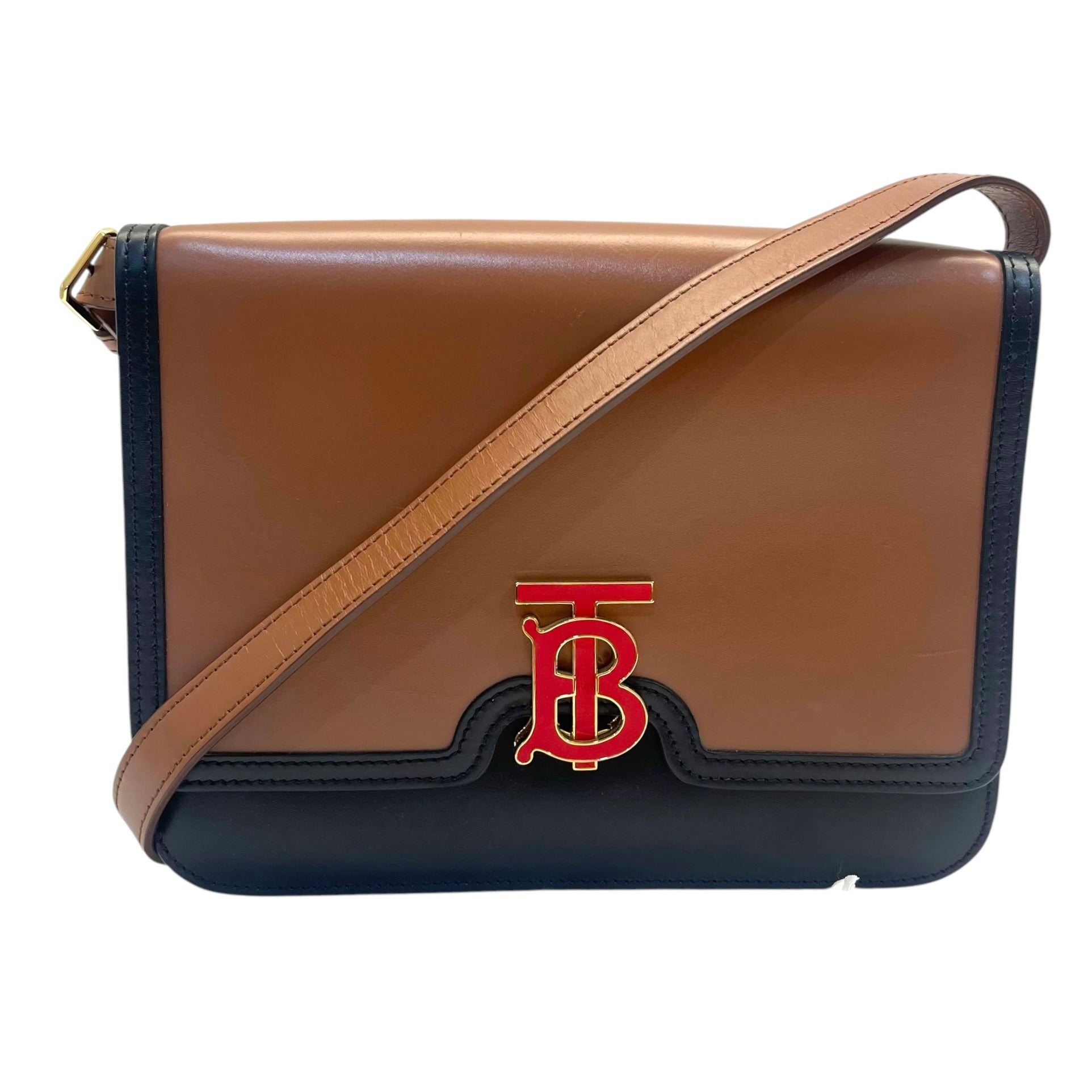 Burberry Brown Leather TB Shoulder Bag