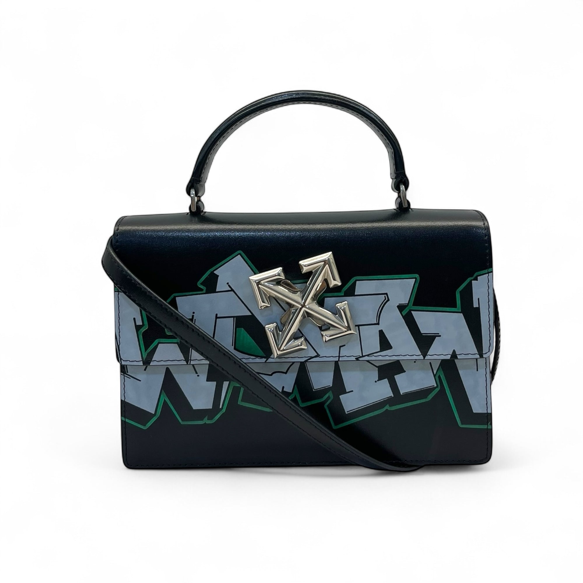 Off-White Black Leather Graffiti 2.8 Jitney Top