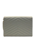Saint Laurent Off White Matelasse Leather Monogram Chain Clutch